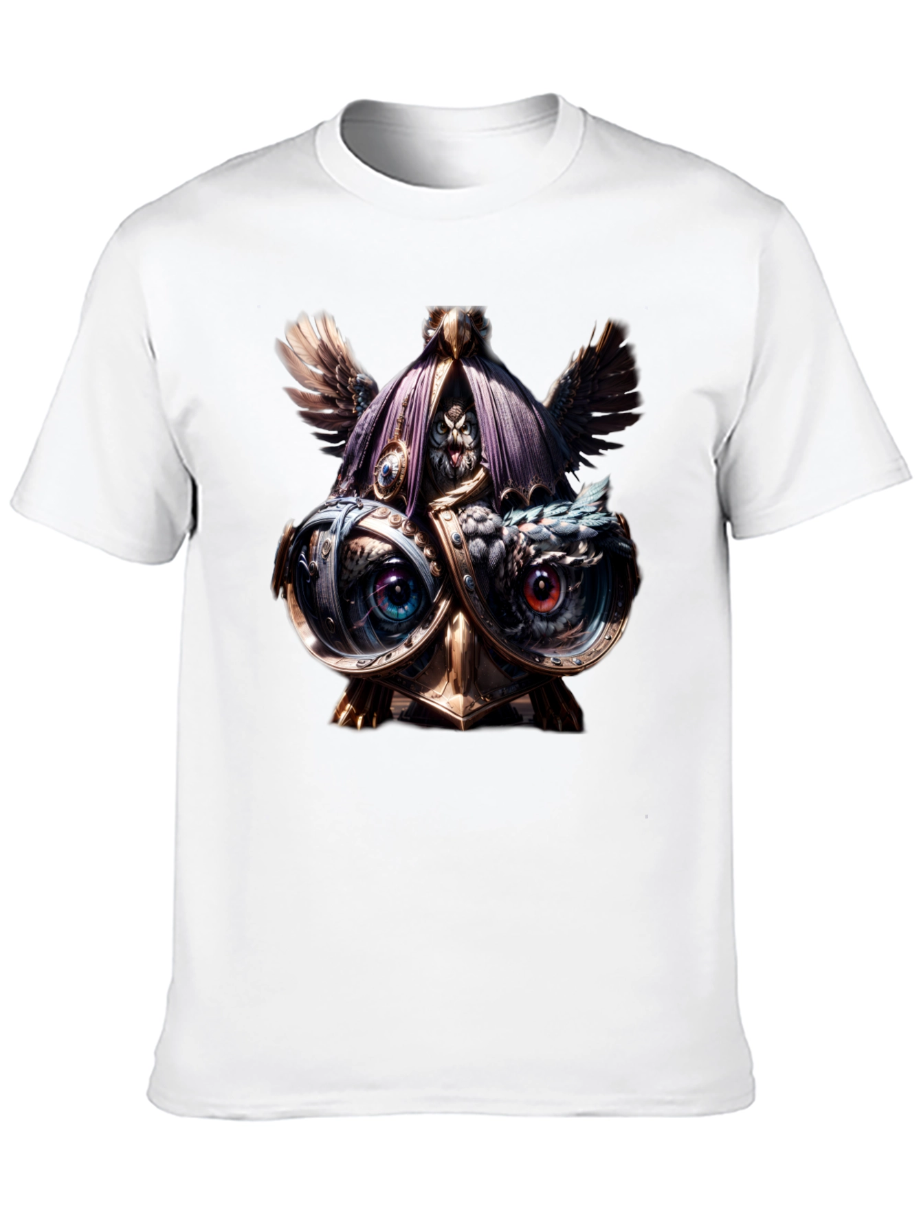 Black Steampunk Owl T-Shirt - Unique Art Tee view 10
