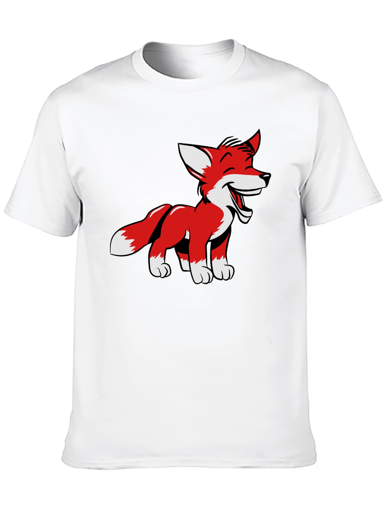 Black Cartoon Fox Graphic Tee - Black Cotton Blend view 10
