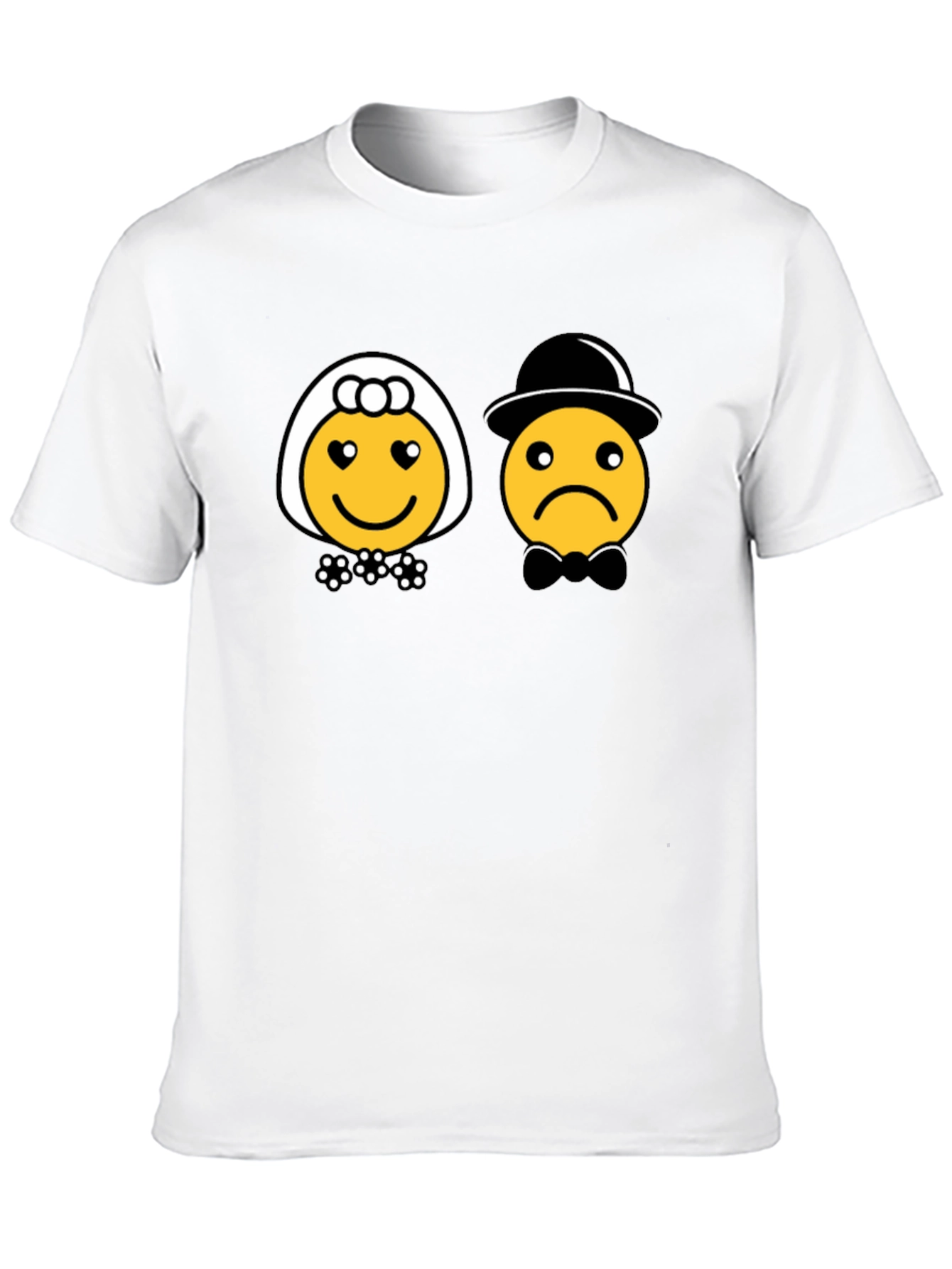 Black Bride & Groom Emoji Black T-Shirt - Funny Wedding Tee view 10