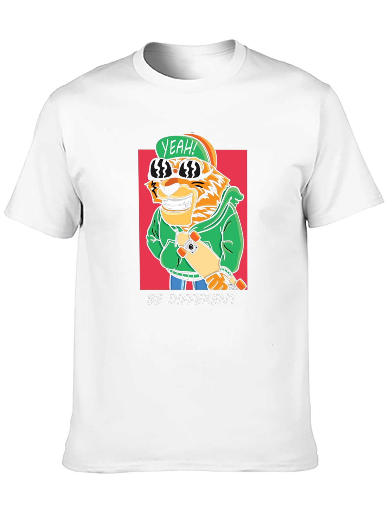 Black Cool Tiger Skateboarder Graphic Tee view 10