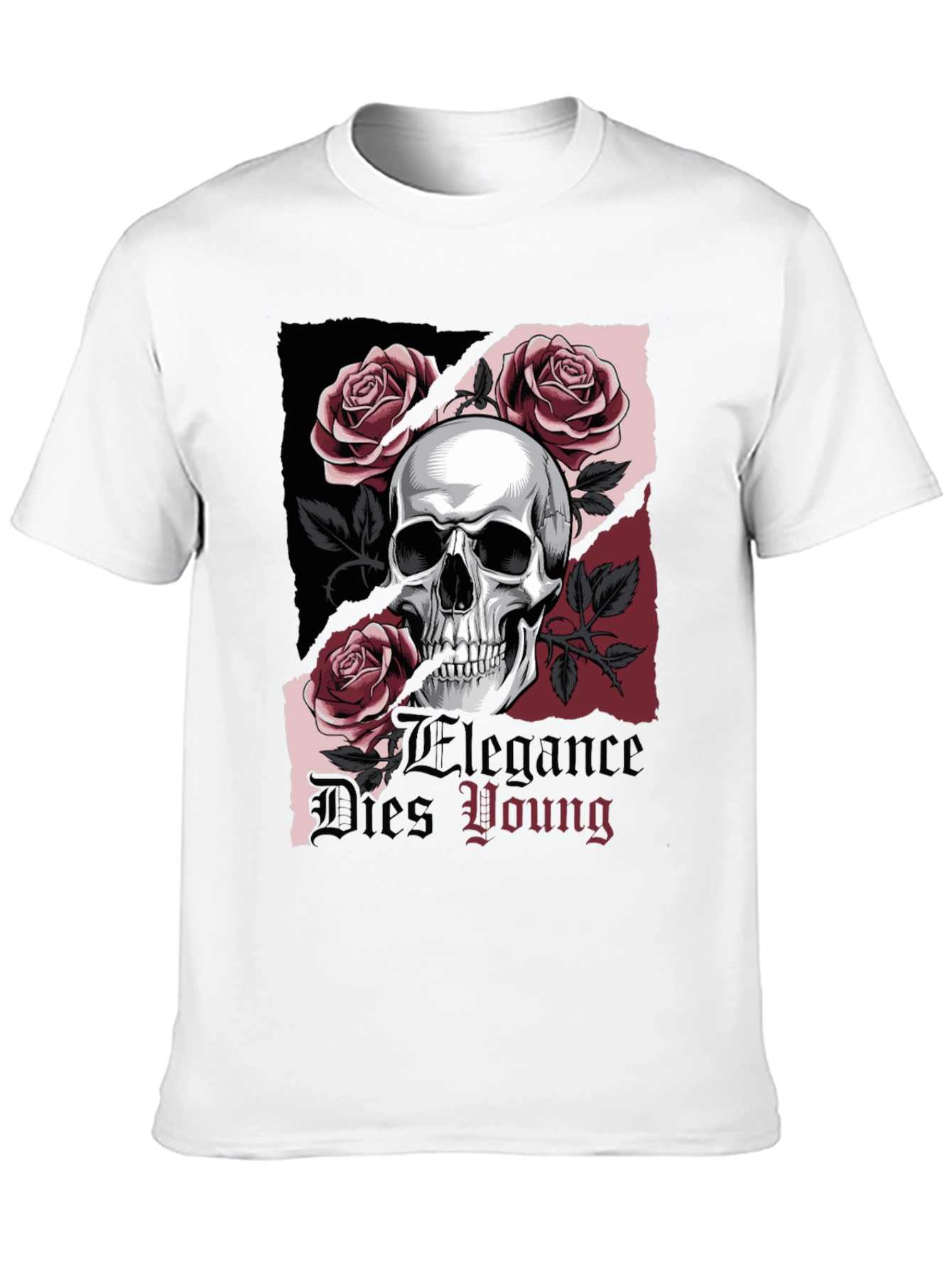 Black Skull & Roses Graphic Tee - Elegance Dies Young view 10