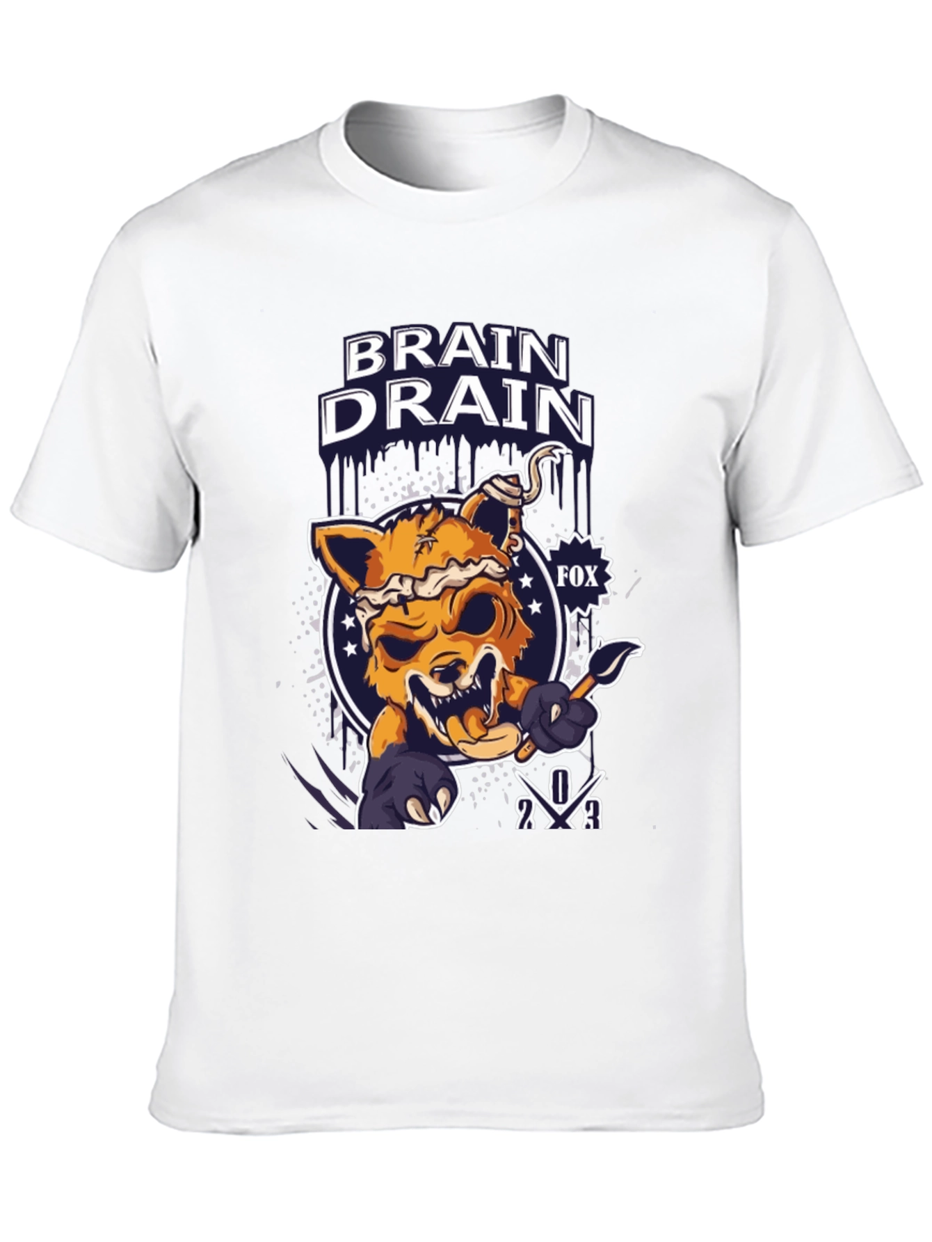 Black Brain Drain Fox Graphic T-Shirt view 10