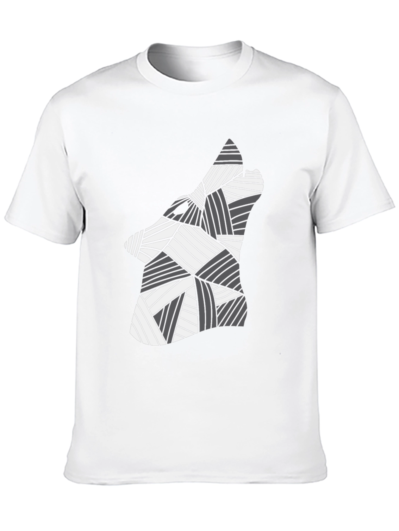 Black Abstract Geometric Wolf Graphic Black Tee Shirt view 10
