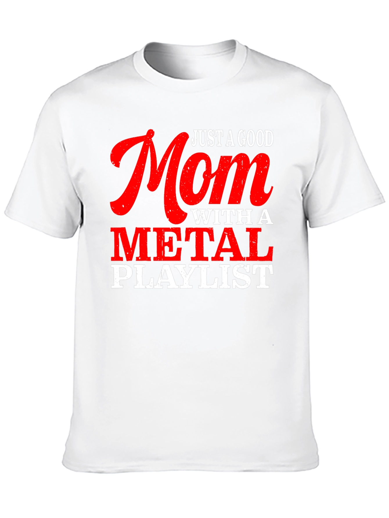 Black Just a Good Mom with a Metal Playlist T-Shirt view 10