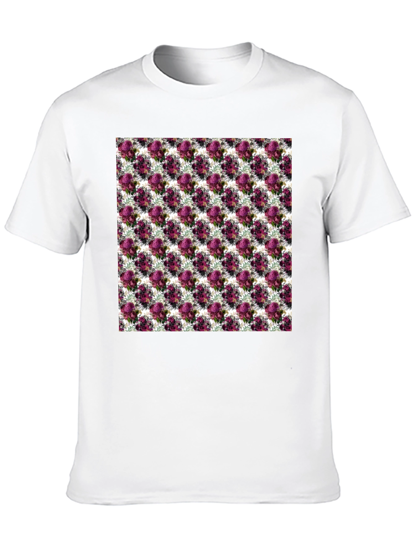 Black Floral Pattern Black T-Shirt view 10
