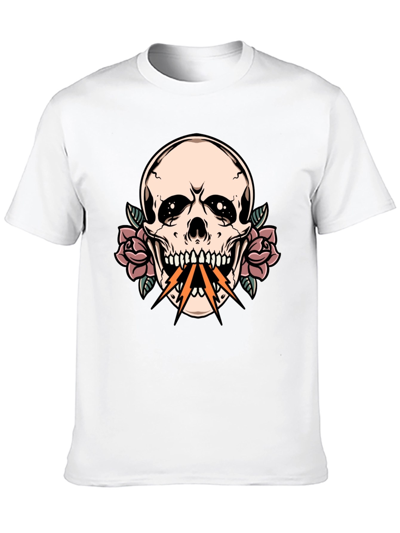Black Skull & Roses Graphic Tee - Edgy Streetwear view 10