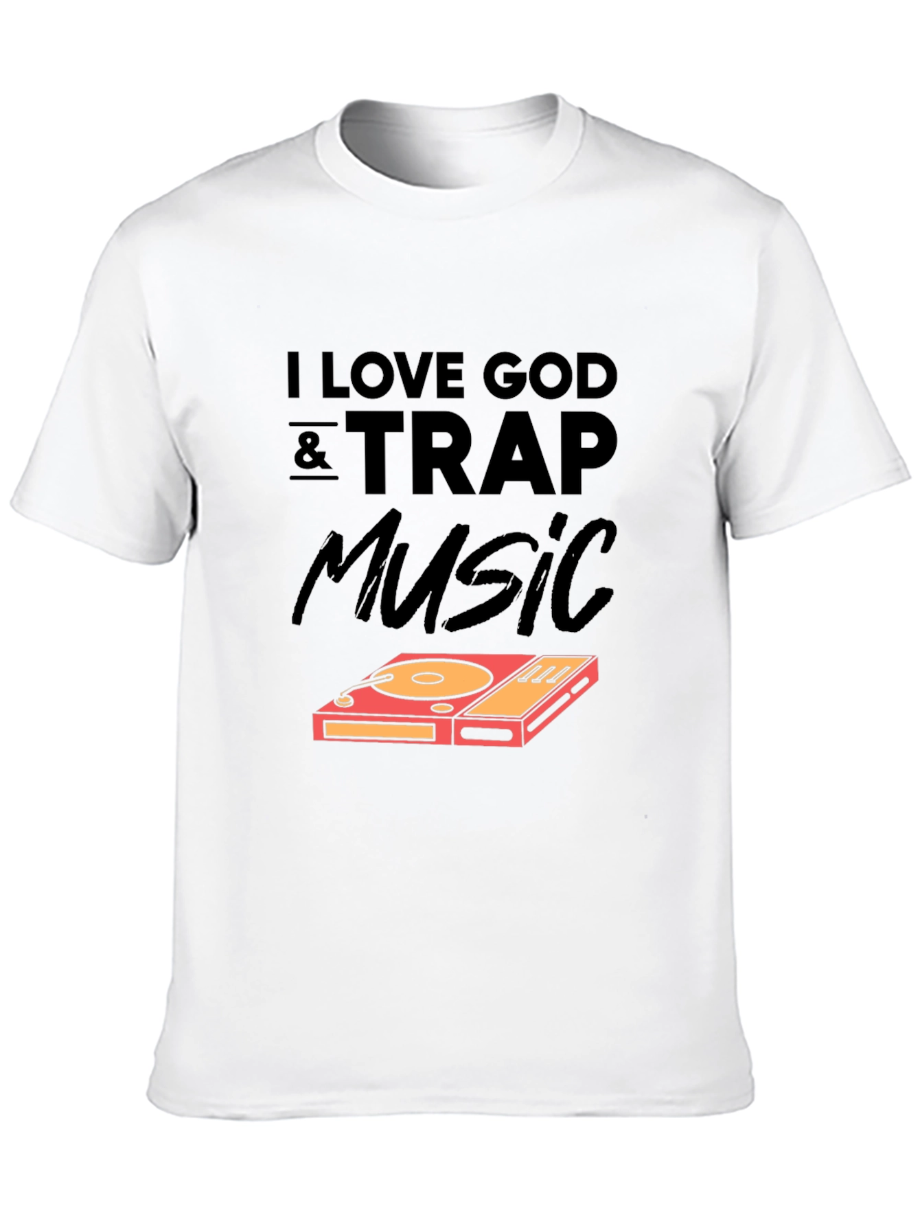 Black I Love God & Trap Music Graphic Tee view 10