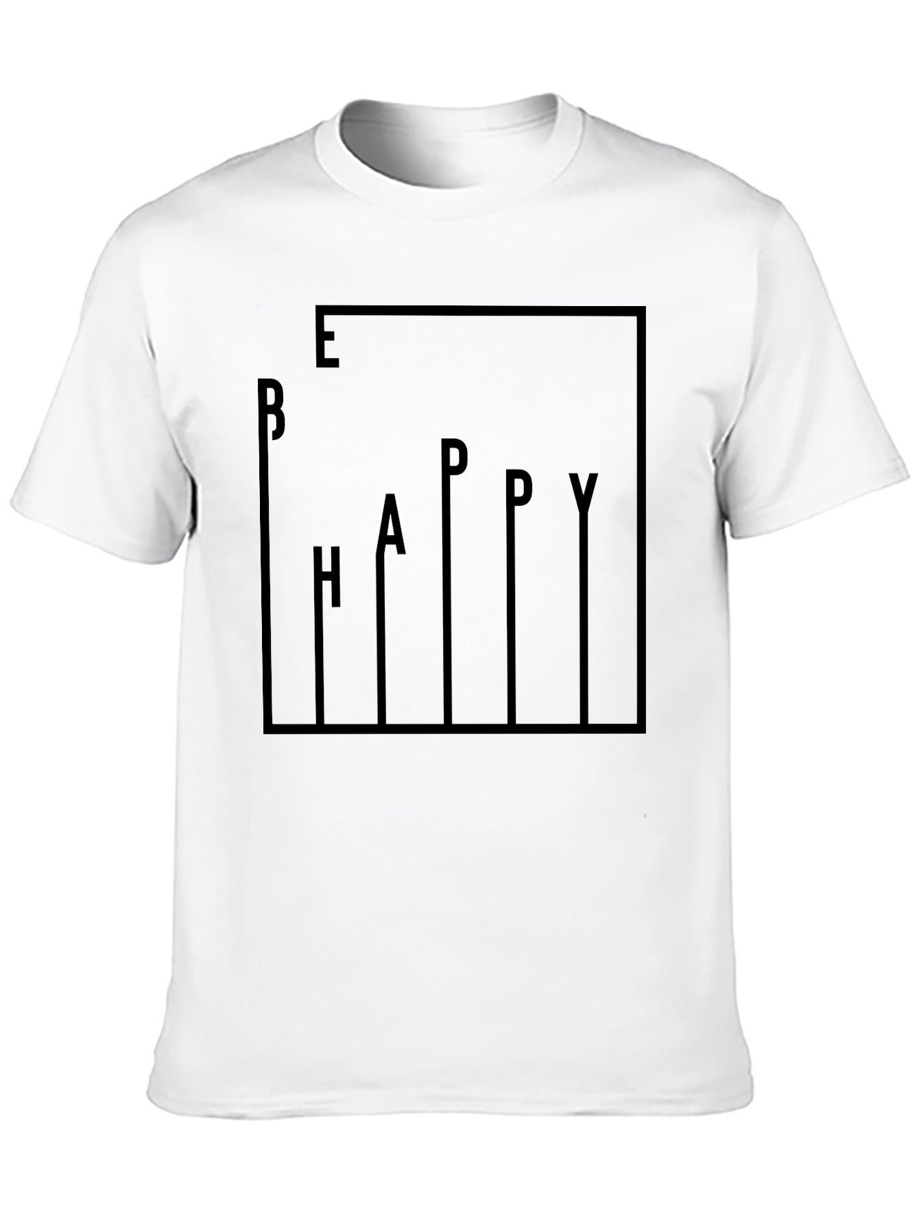 Black Be Happy Graphic Print Black T-Shirt view 10