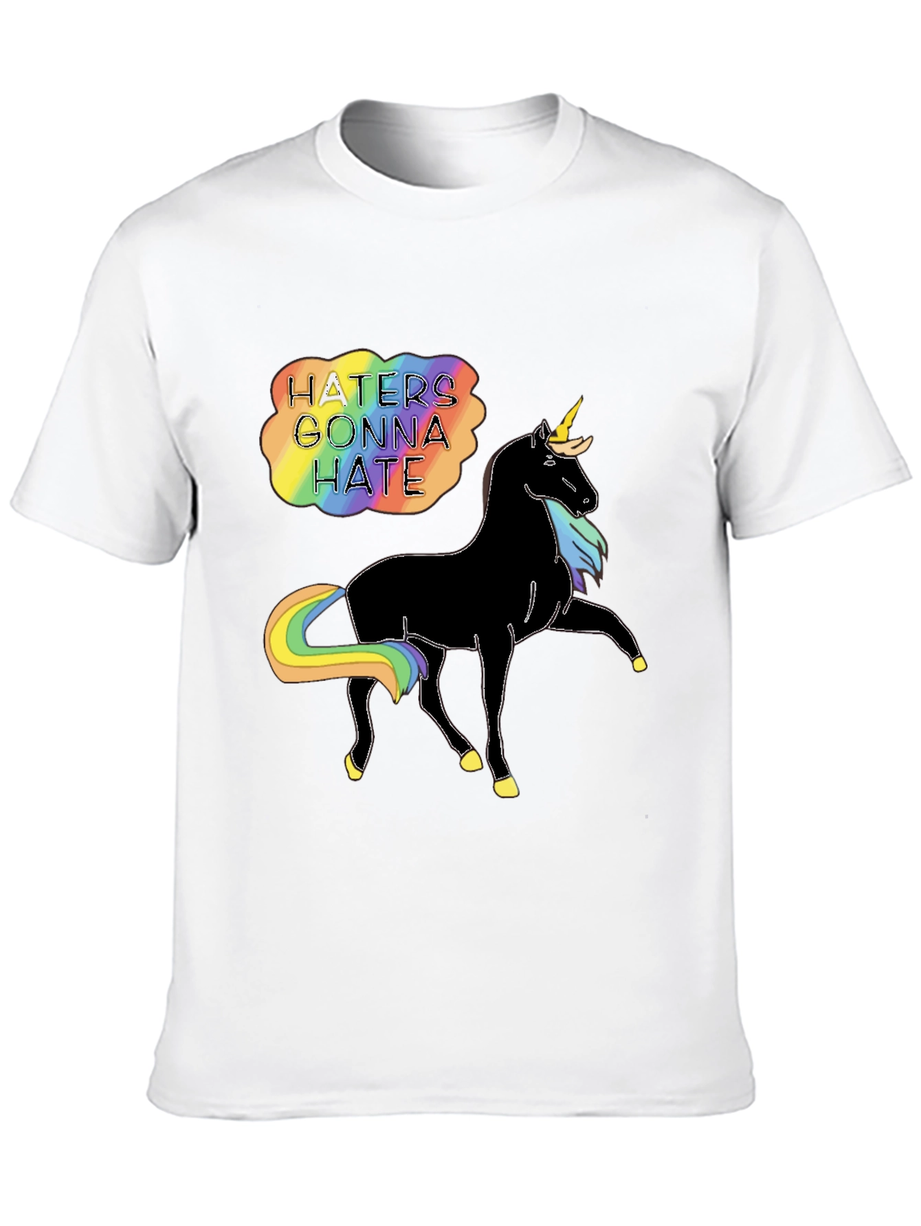 Black Haters Gonna Hate Unicorn Graphic Tee - Black view 10