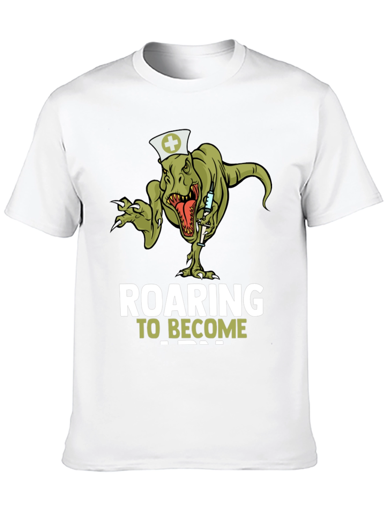 Black Roaring to Become a Nurse T-Shirt - Dinosaur Nurse Tee view 10