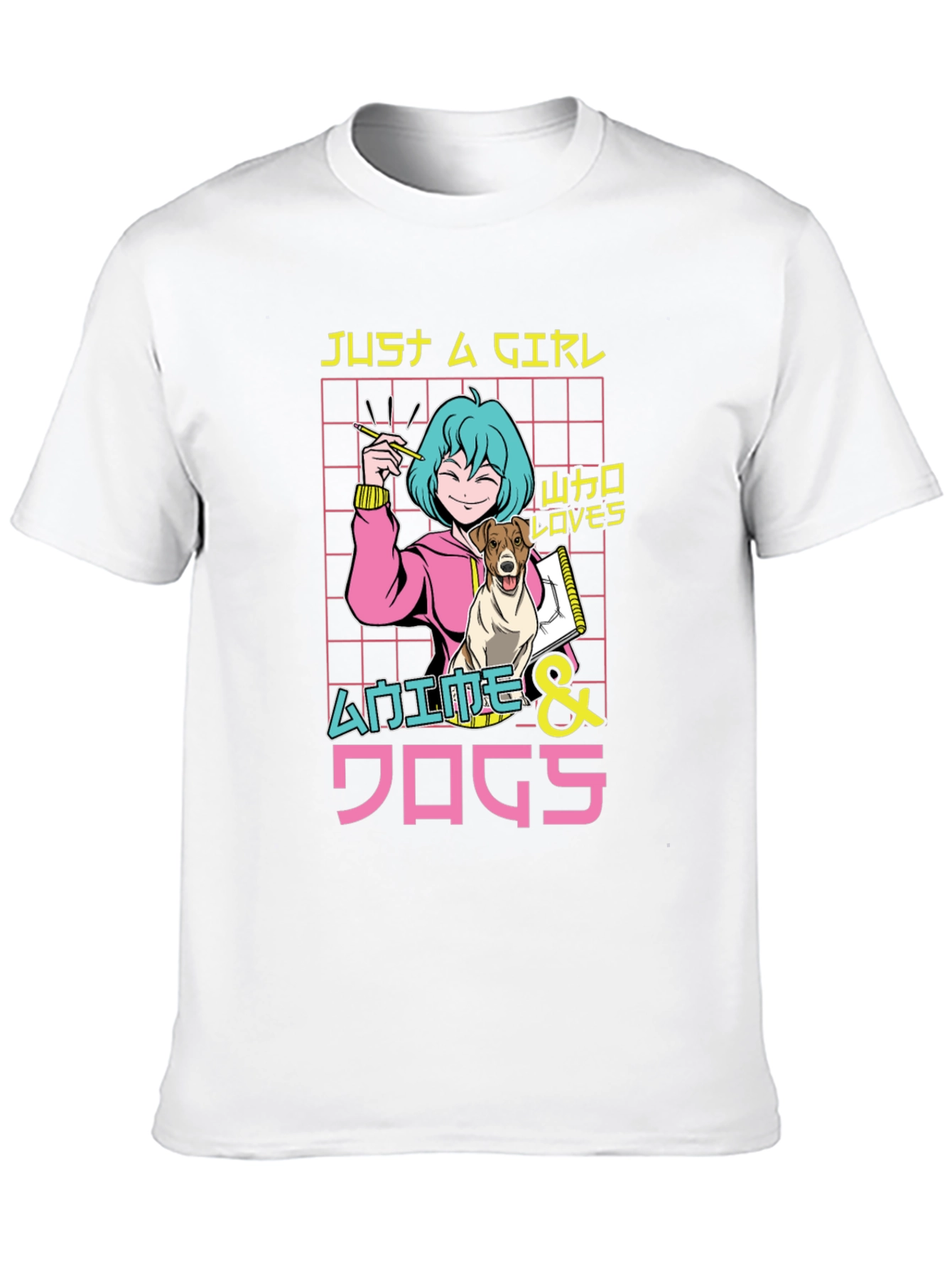 Black Anime & Dogs T-Shirt, Just A Girl Who Loves view 10