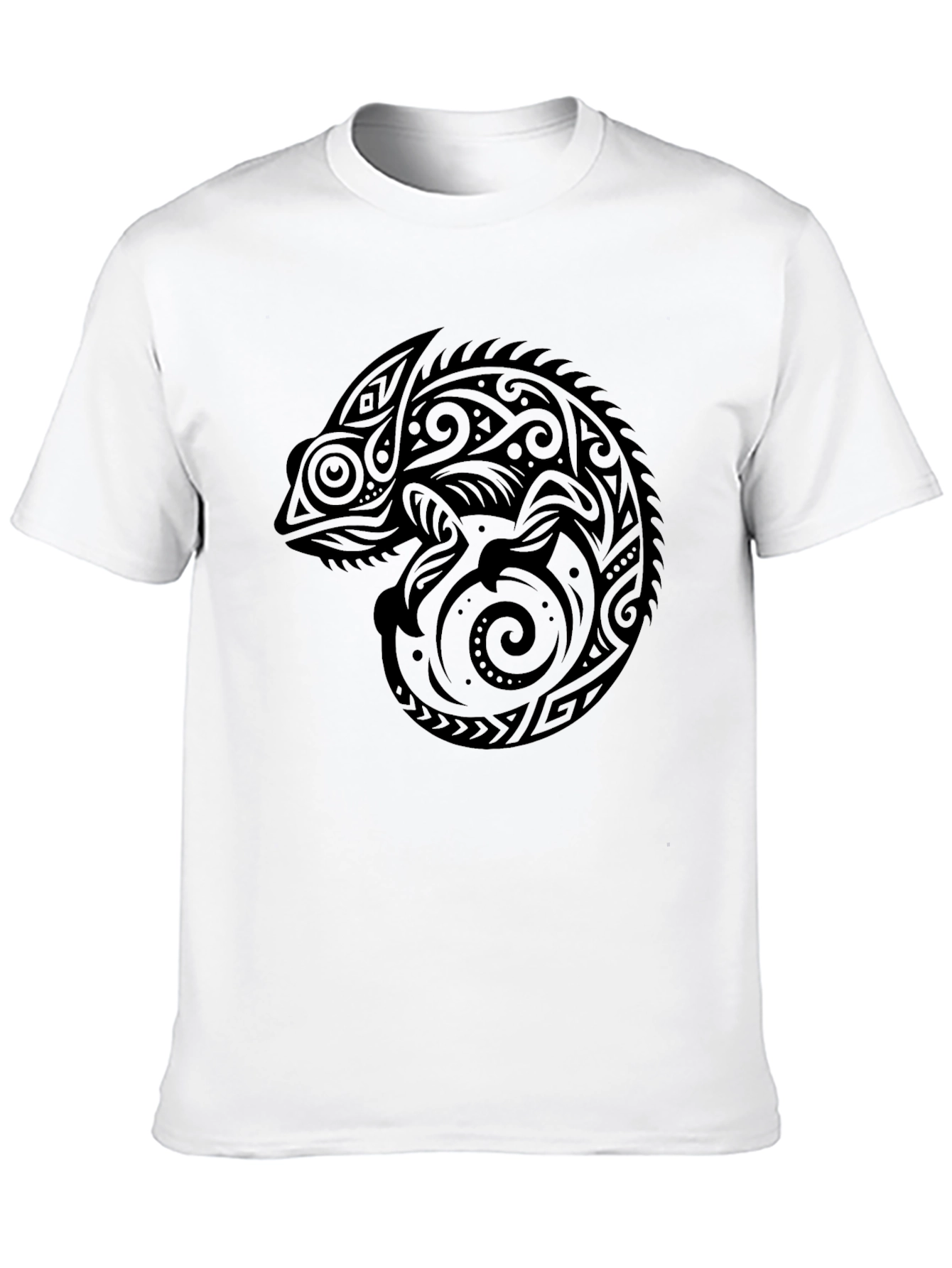 Black Tribal Chameleon Graphic Tee - Men's Black T-Shirt view 10