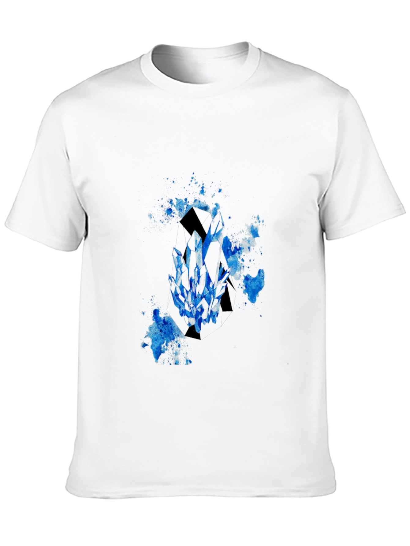 Black Men's Black T-Shirt with Blue Crystal Graphic view 10
