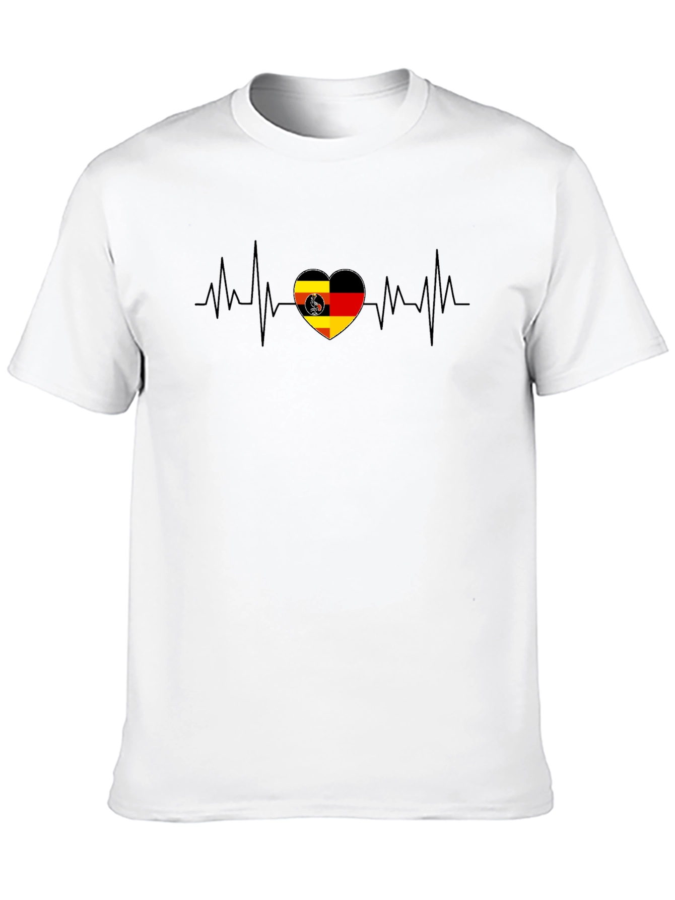 Black German Heartbeat T-Shirt - Black Casual Tee view 10
