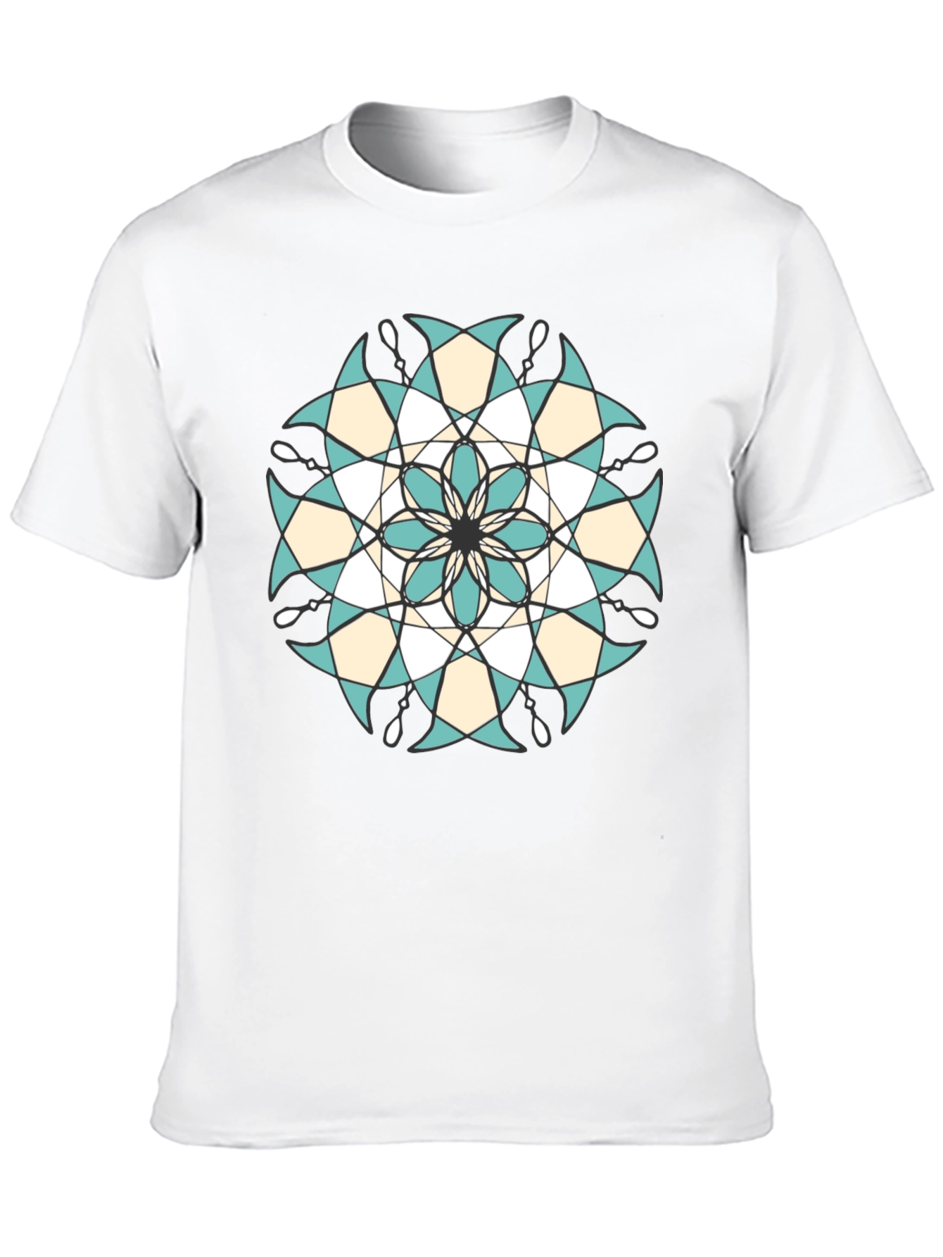 Black Geometric Mandala Graphic Tee - Black view 10