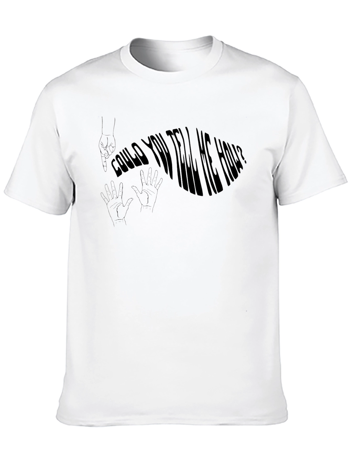 Black Could You Tell Me How? Men's Black T-Shirt view 10