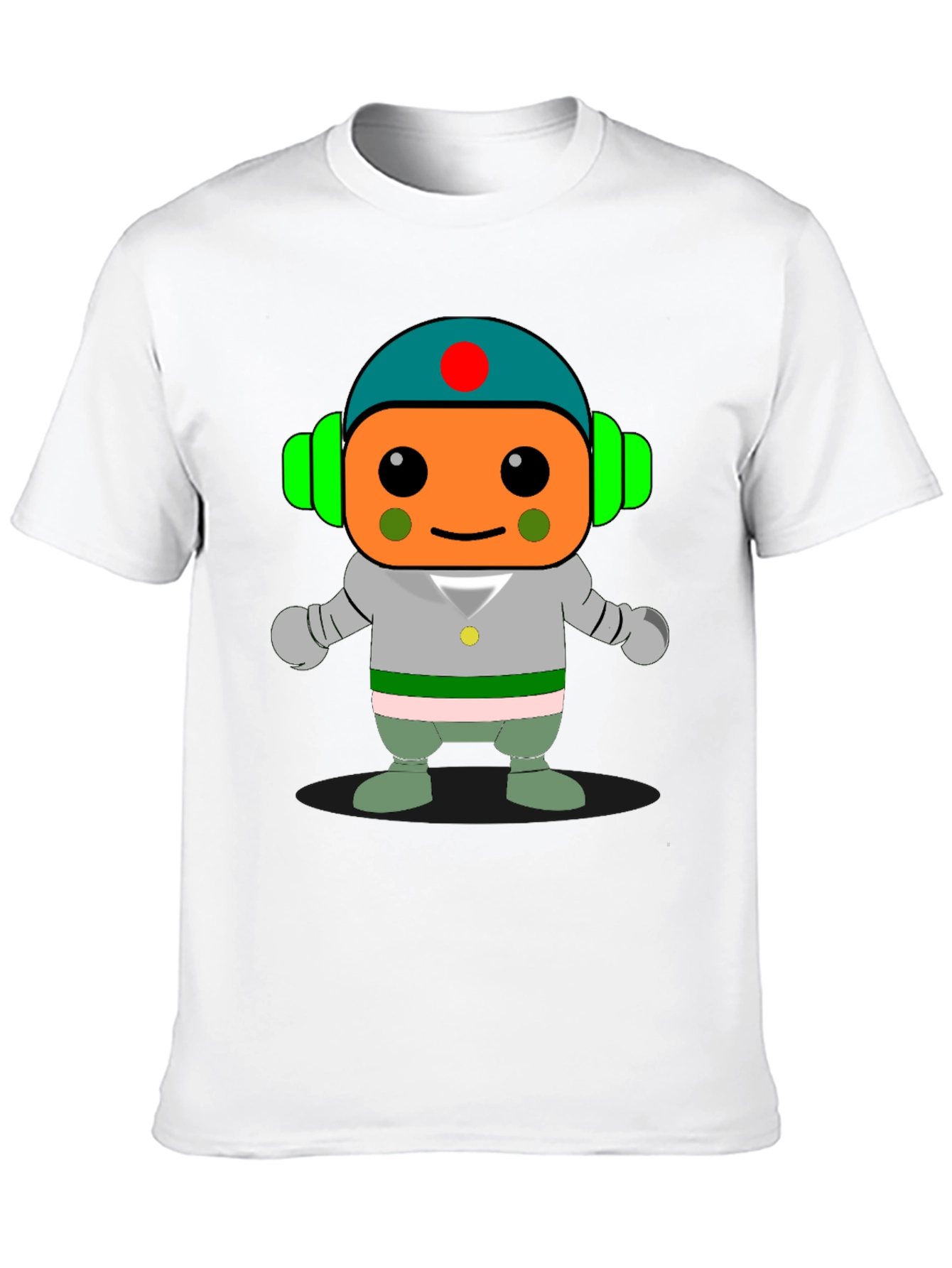 Black Cartoon Robot Graphic Print Black T-Shirt view 10