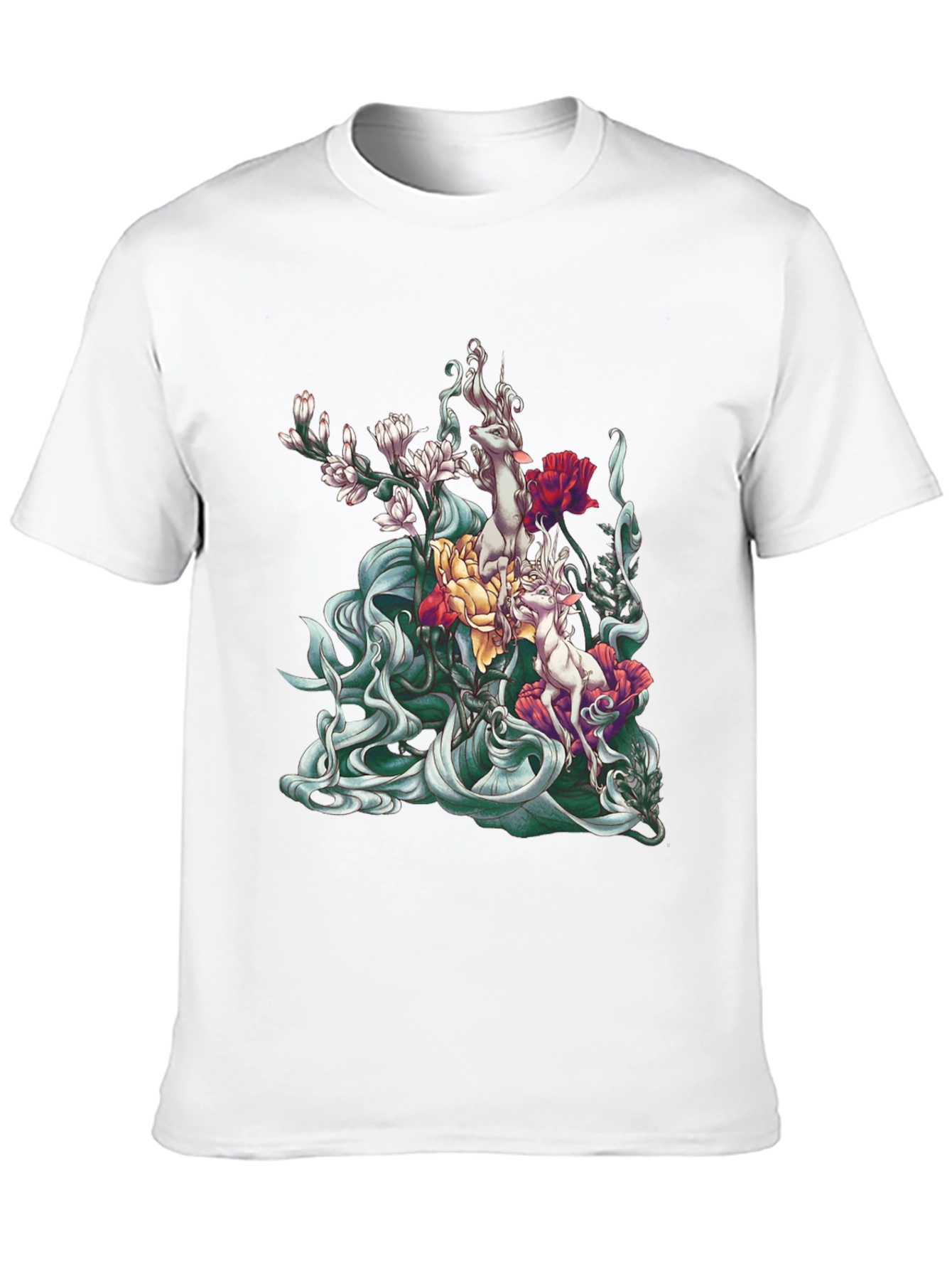 Black Floral Deer Graphic Tee - Stylish Cotton Comfort view 10