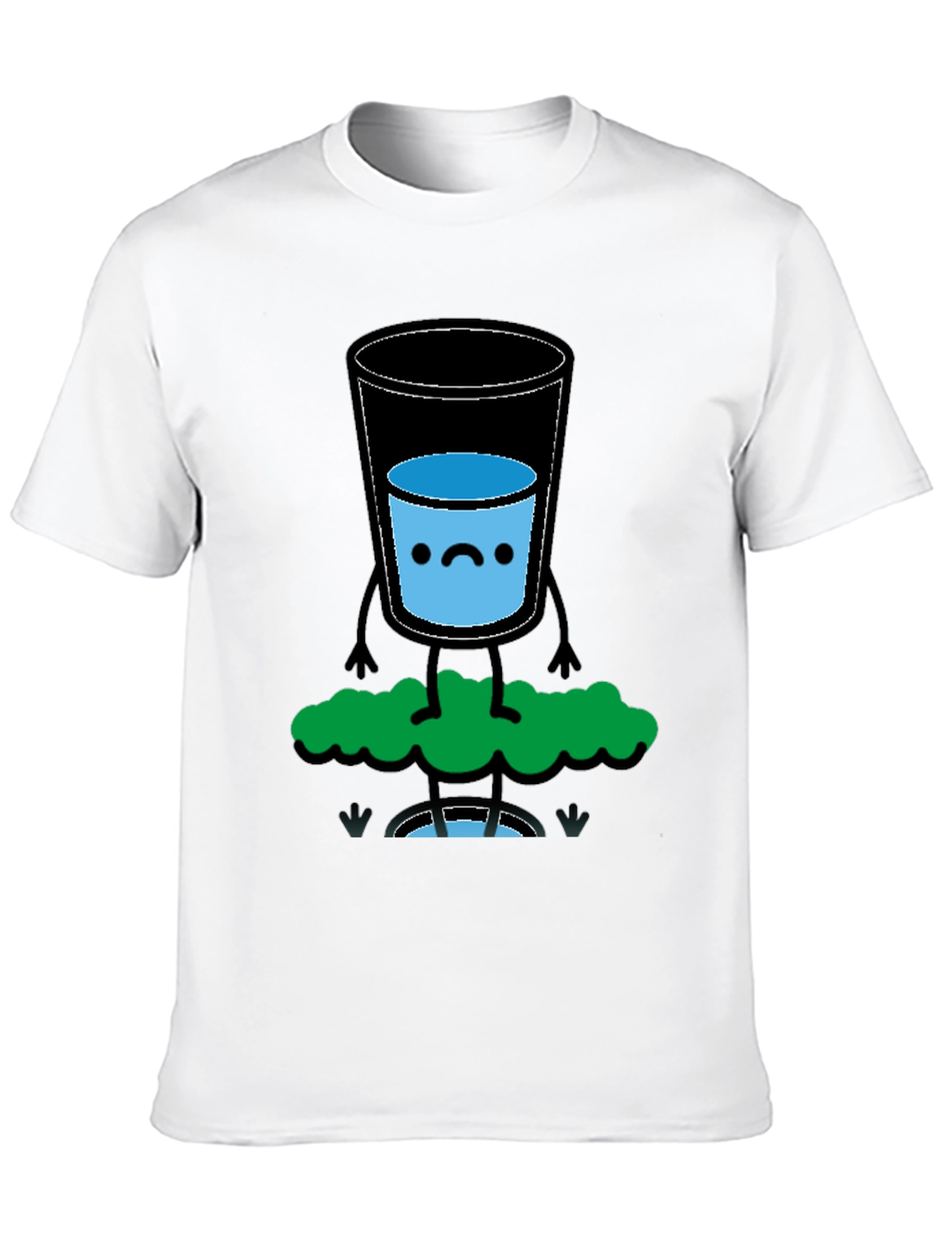 Black Funny Water Glass Graphic Tee - Black Cotton T-Shirt view 10