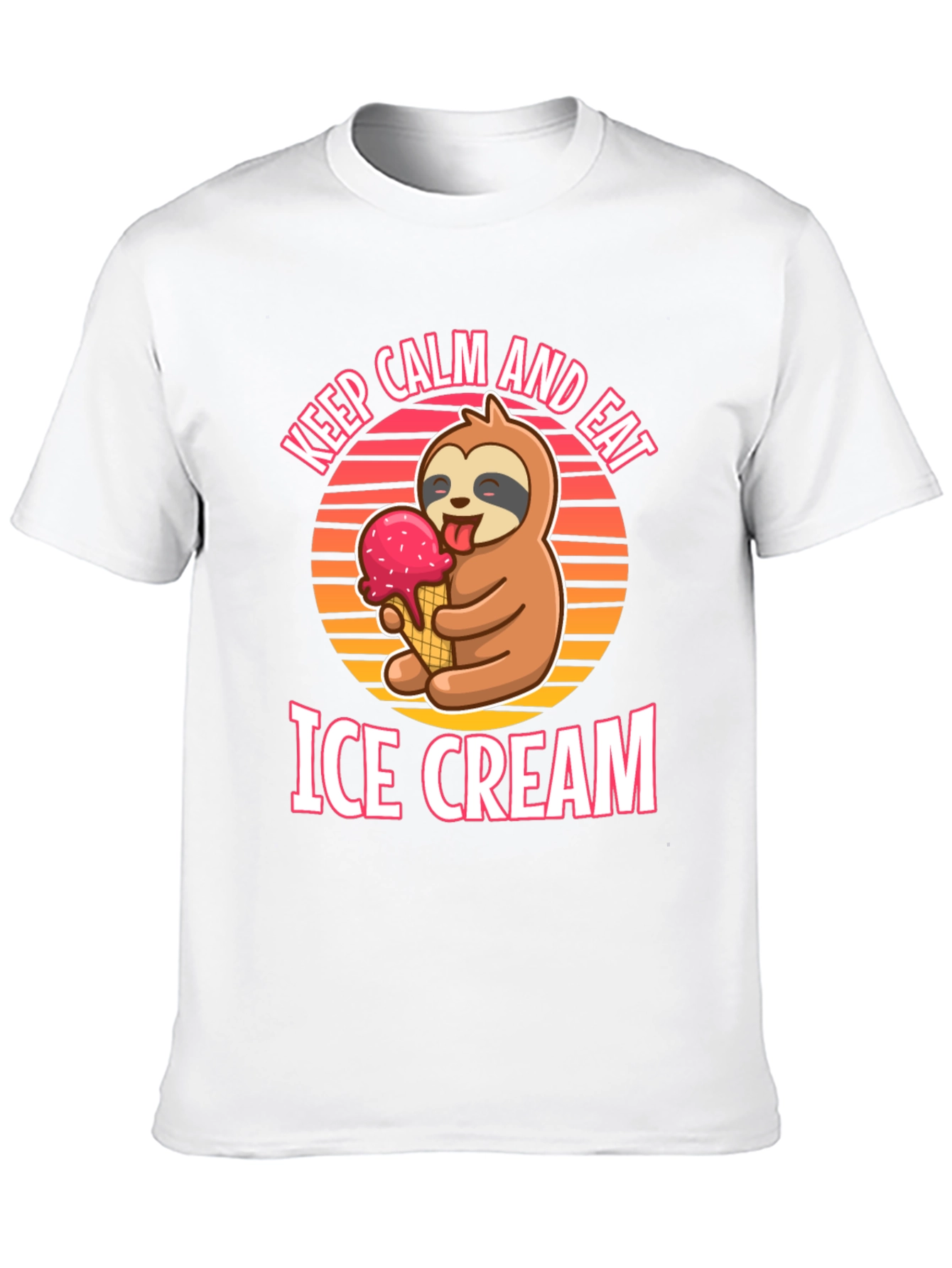 Black Keep Calm and Eat Ice Cream Sloth T-Shirt view 10