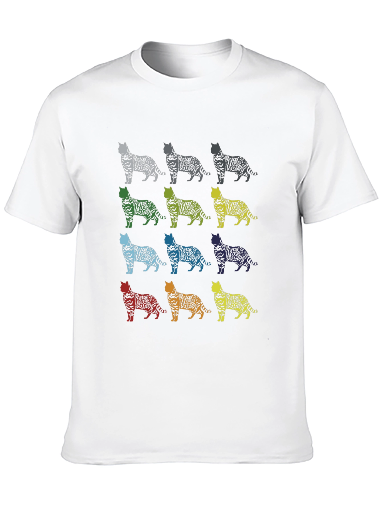 Black Colorful Cat Pattern T-Shirt view 10