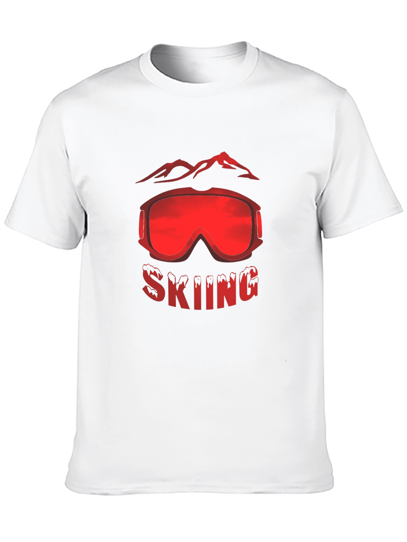 Black Skiing Goggles Mountain Graphic Black T-Shirt view 10