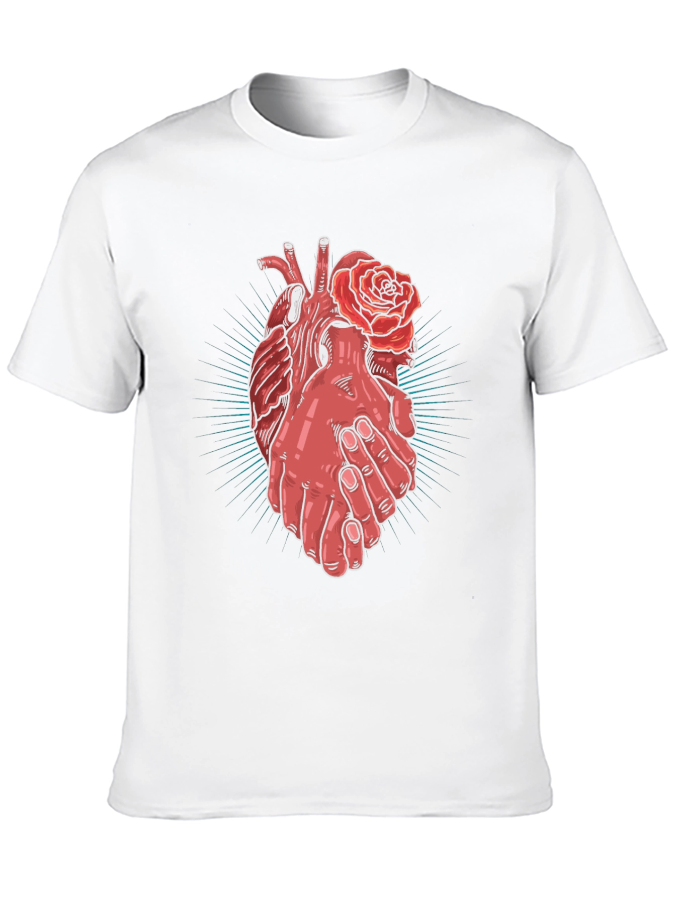 Black Heart and Hands Graphic Tee - Stylish Cotton Blend view 10