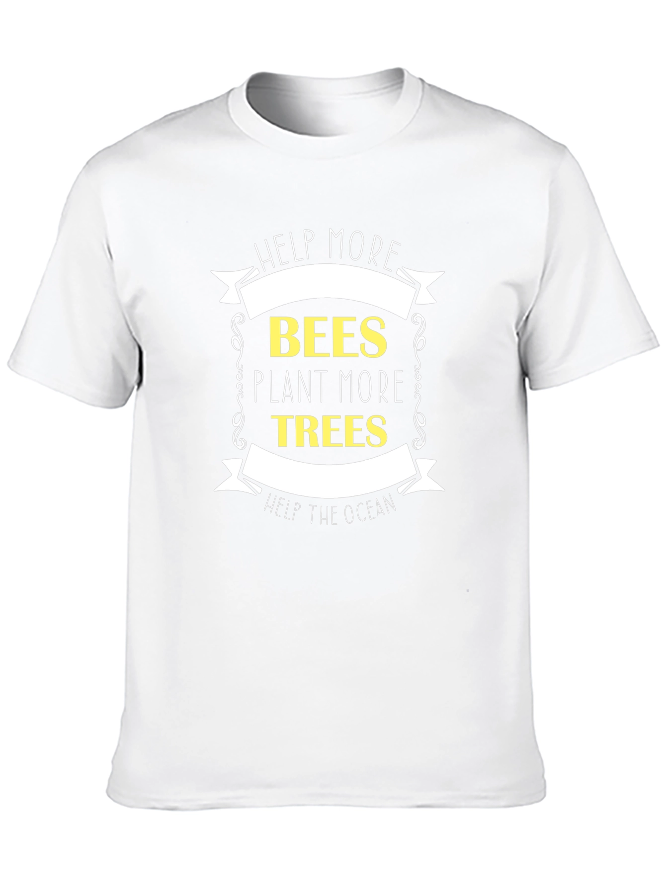 Black Eco-Friendly Tee: Help Bees, Plant Trees, Save Ocean view 10