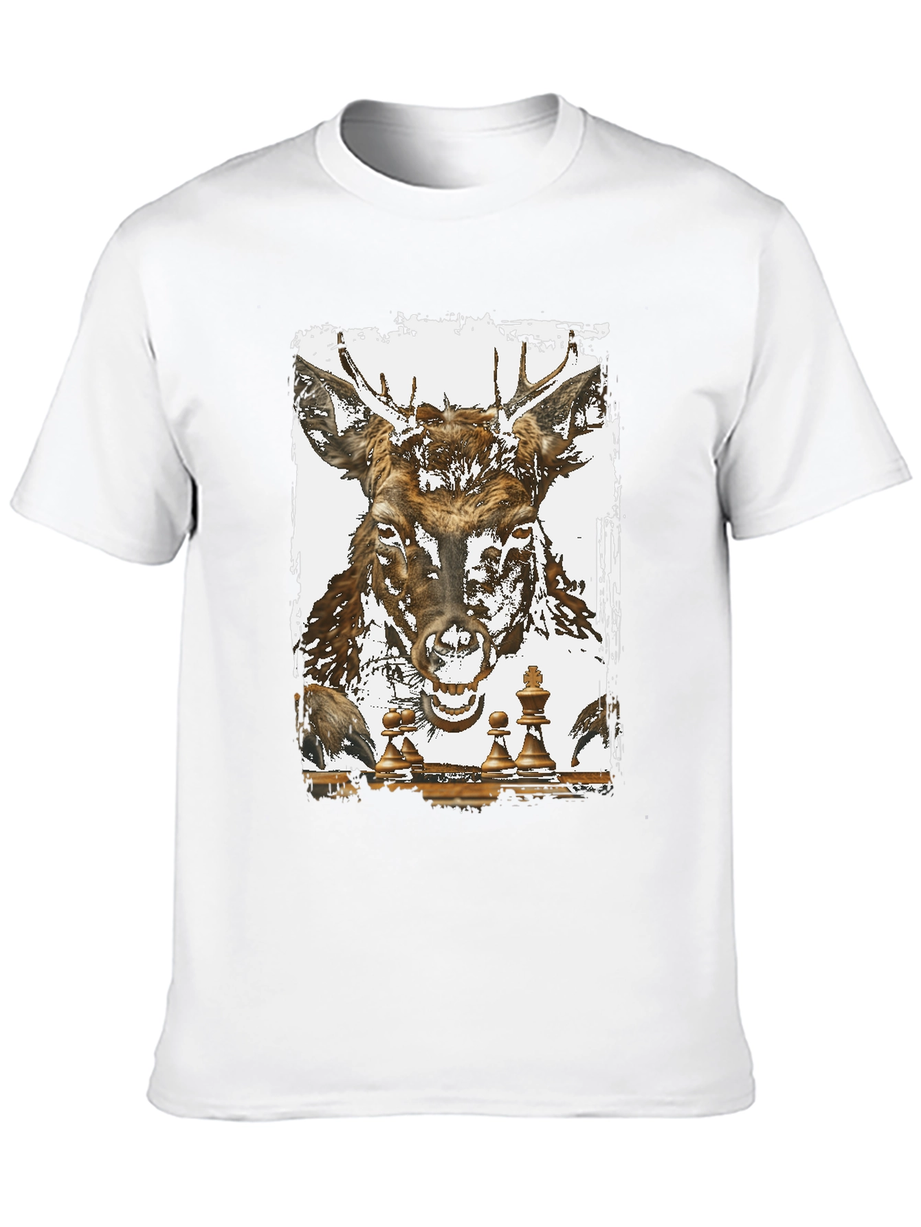 Black Deer Chess Graphic Tee - Unique Animal Art T-Shirt view 10