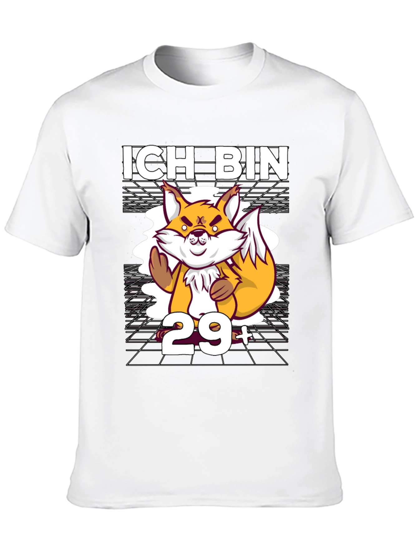 Black Funny 29+ Fox Graphic Tee - Unisex Black T-Shirt view 10