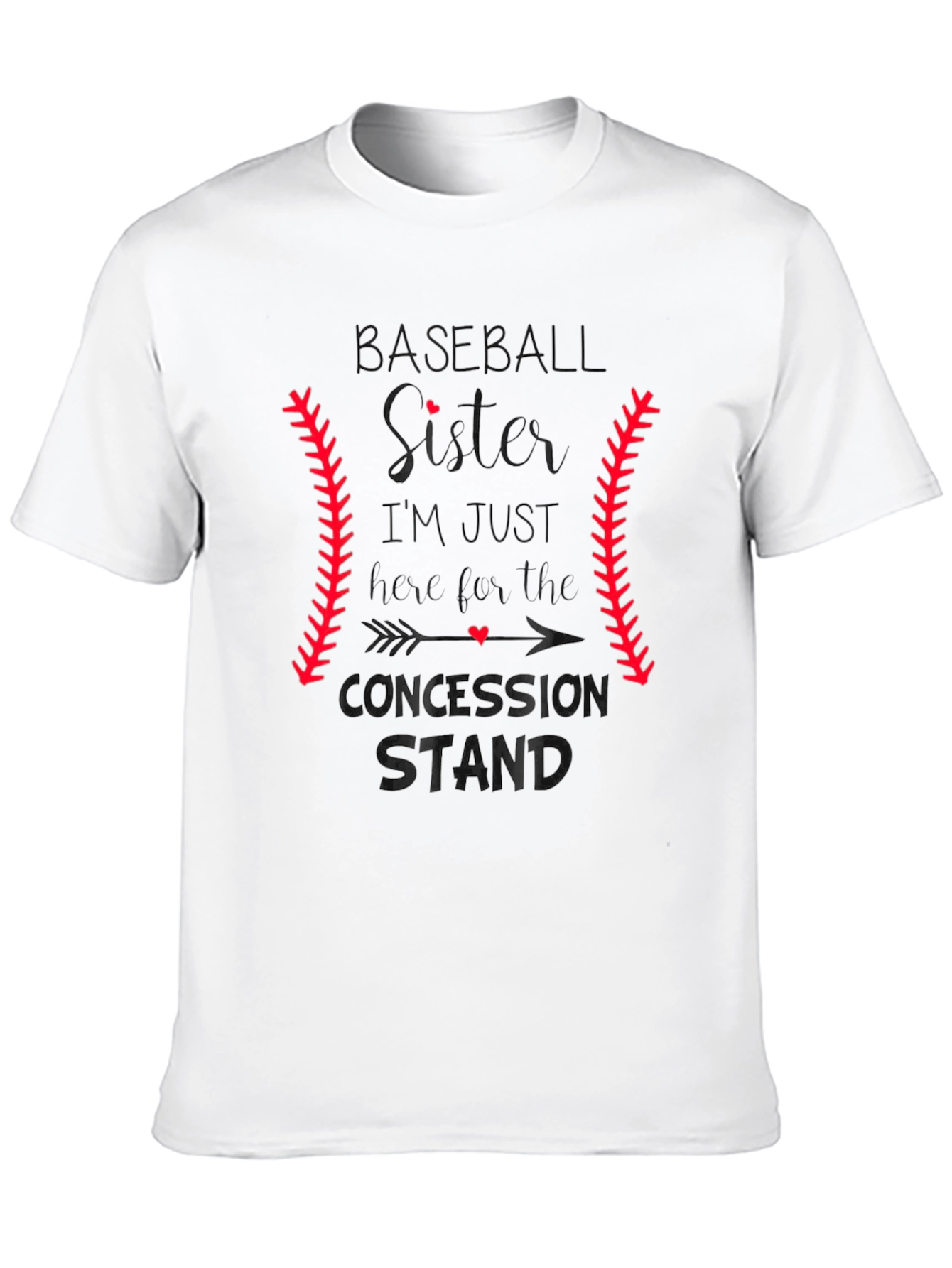 Black Baseball Sister T-Shirt: Concession Stand Design view 10