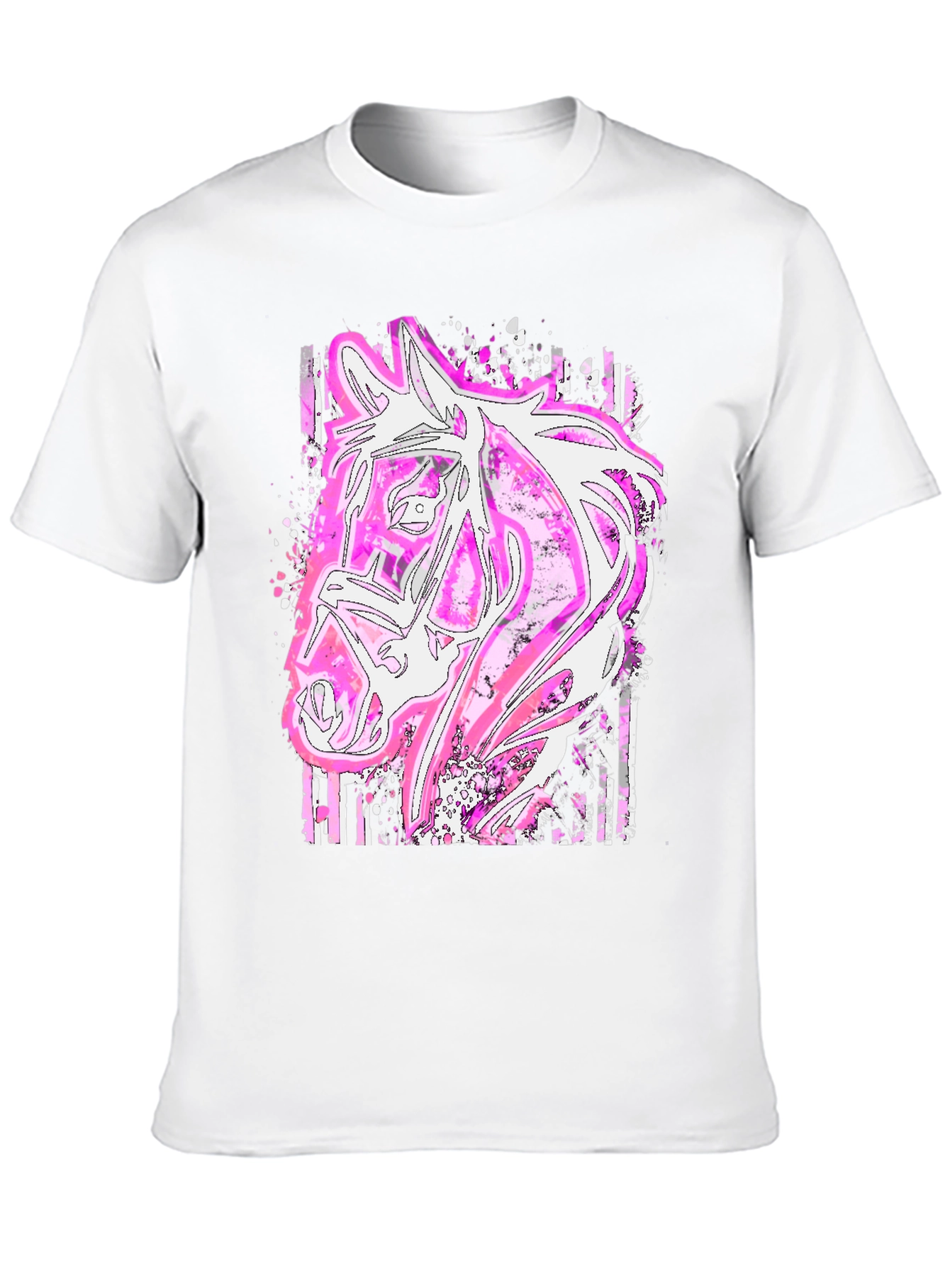 Black Pink Horse Graphic Tee - Stylish Animal Print Shirt view 10