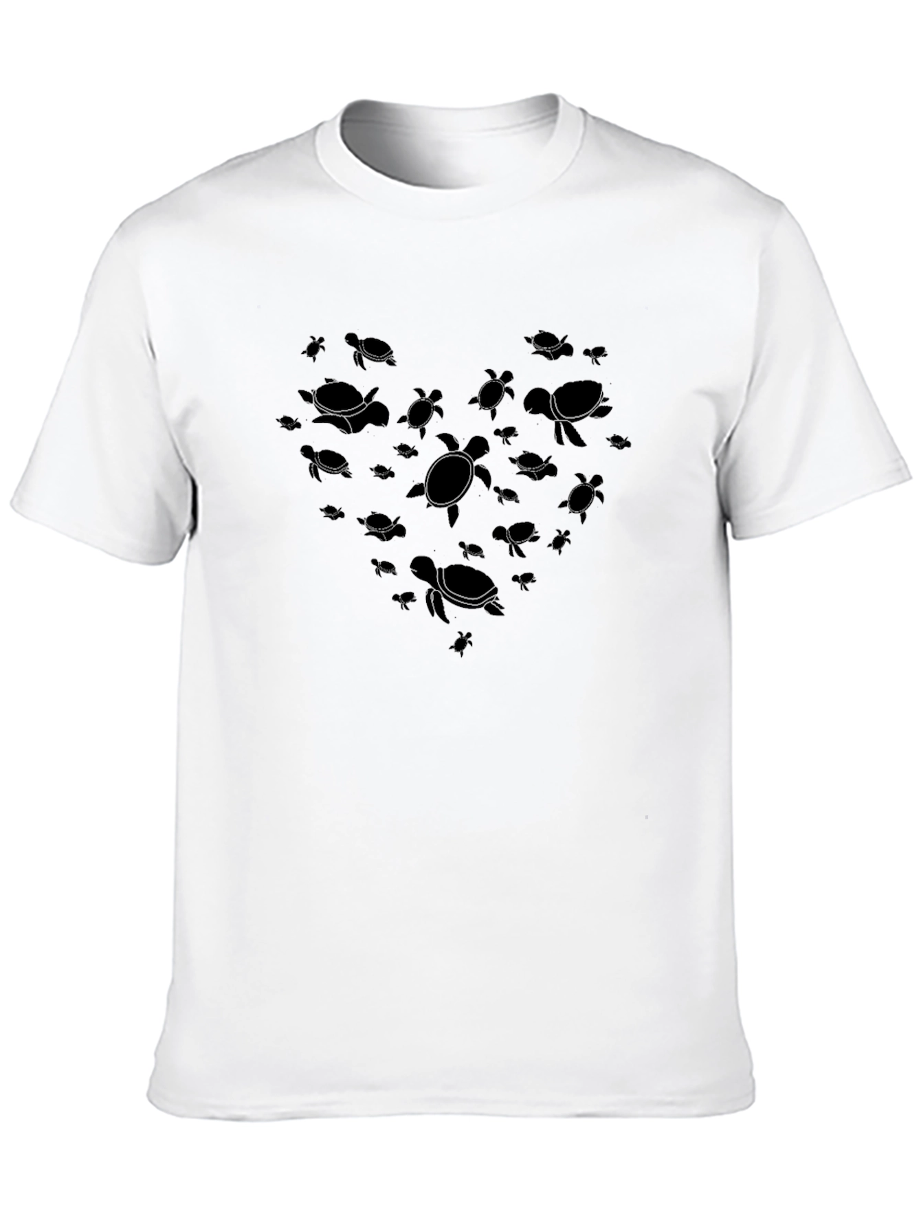 Black Turtle Heart Graphic T-Shirt - Black Crew Neck Tee view 10