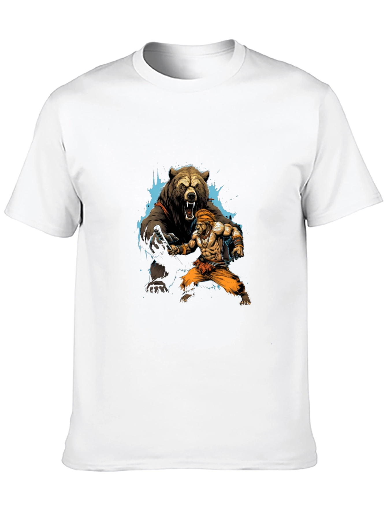 Black Bear vs. Man Graphic T-Shirt - Black Cotton Tee view 10