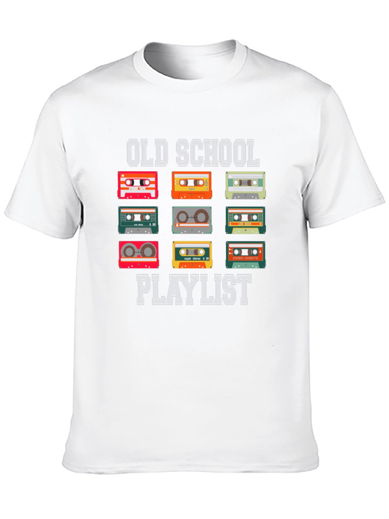 Black Old School Playlist Cassette Tape T-Shirt view 10