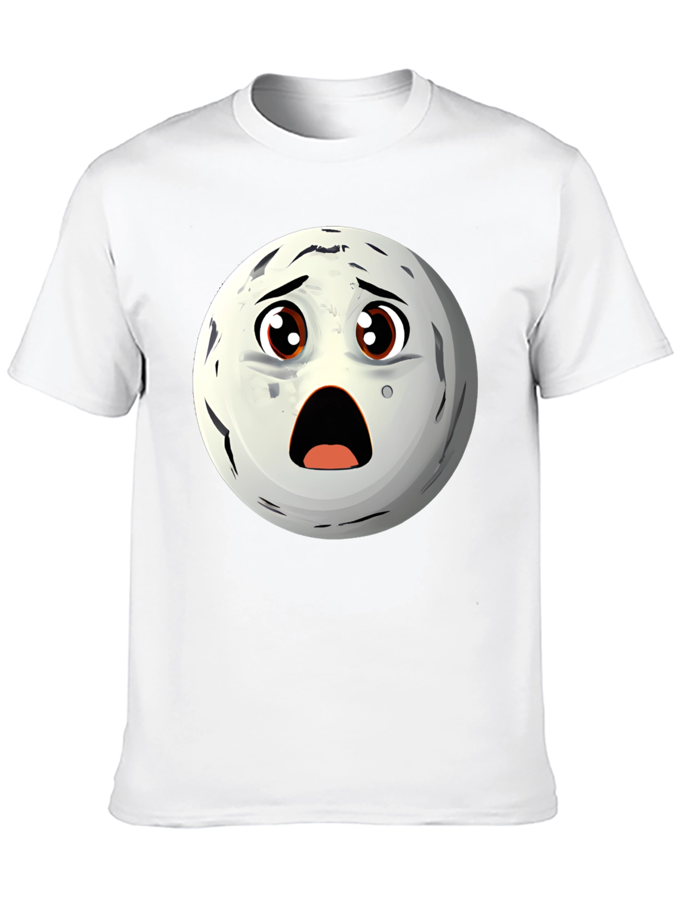 Black Surprised Moon Face Graphic T-Shirt view 10