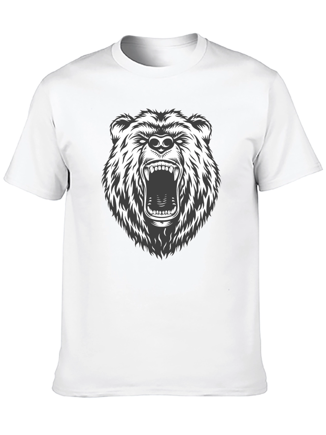 Black Men's Black T-Shirt with Roaring Bear Graphic view 10
