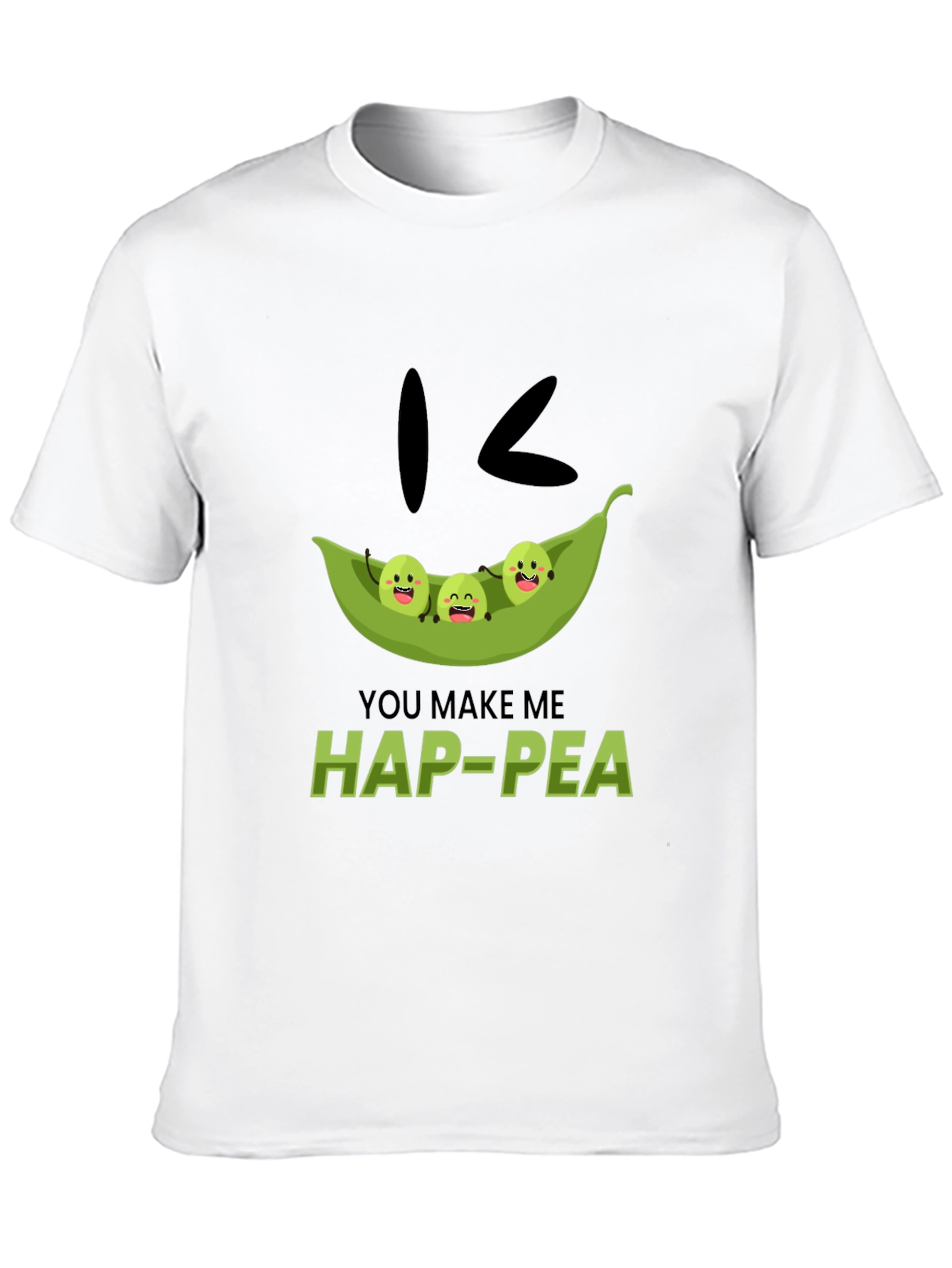 Black Hap-Pea Pun T-Shirt, Cute Peas in a Pod Tee view 10