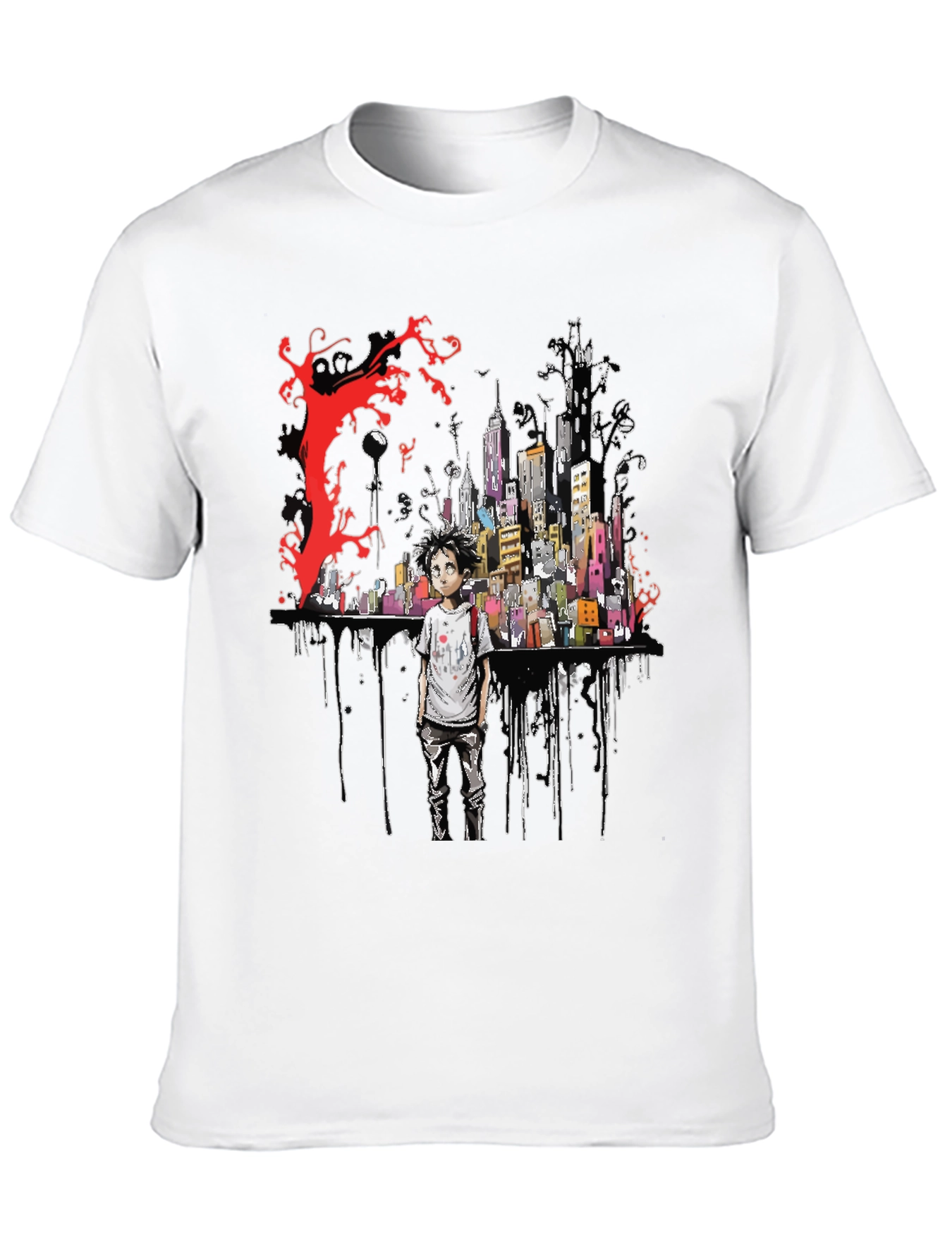 Black Urban Dystopia Graphic Tee - Black Cotton view 10