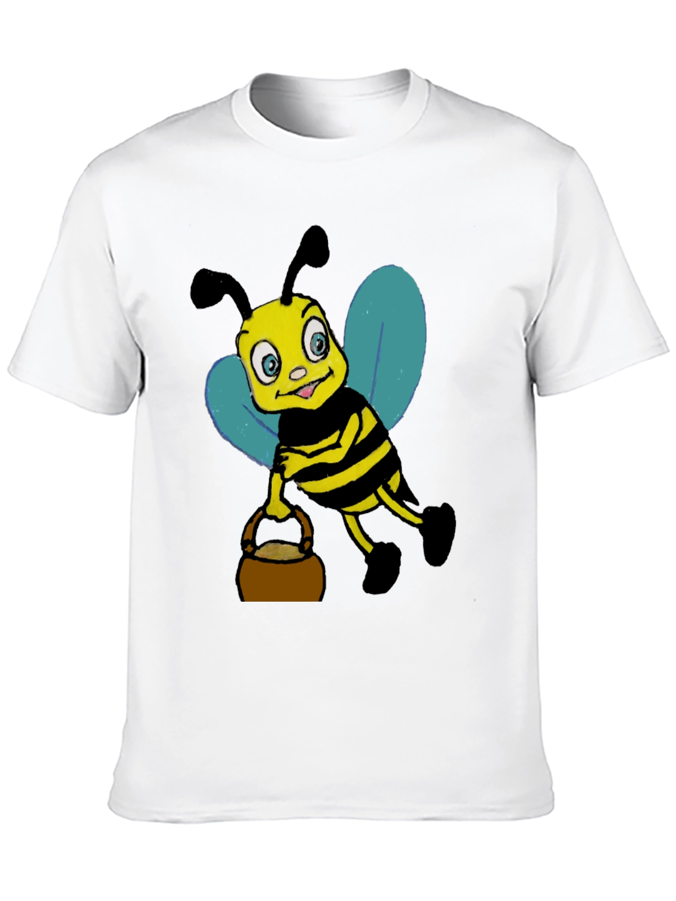 Black Cartoon Bee T-Shirt - Black Cotton Blend view 10