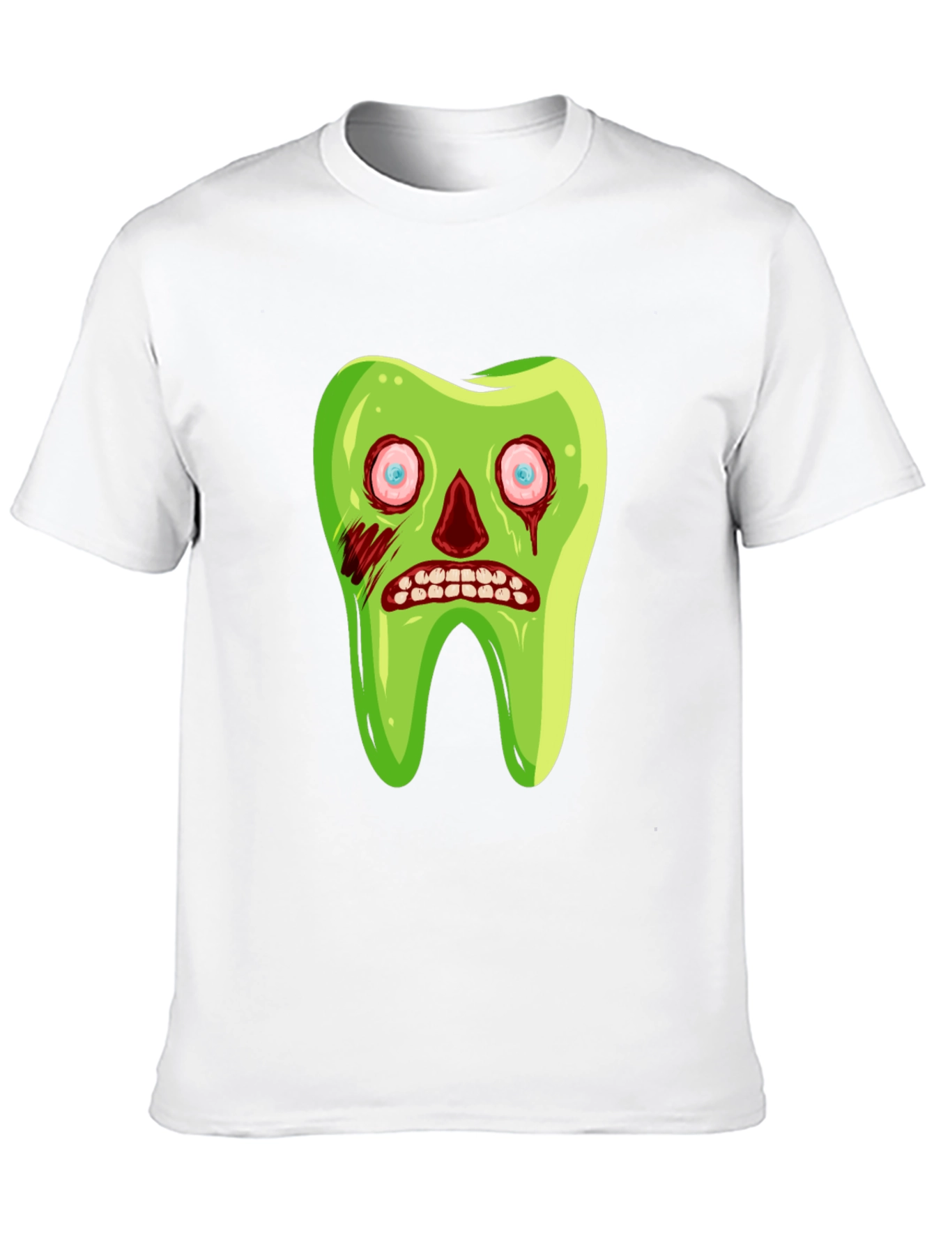 Black Zombie Tooth Graphic Tee - Novelty Halloween Shirt view 10