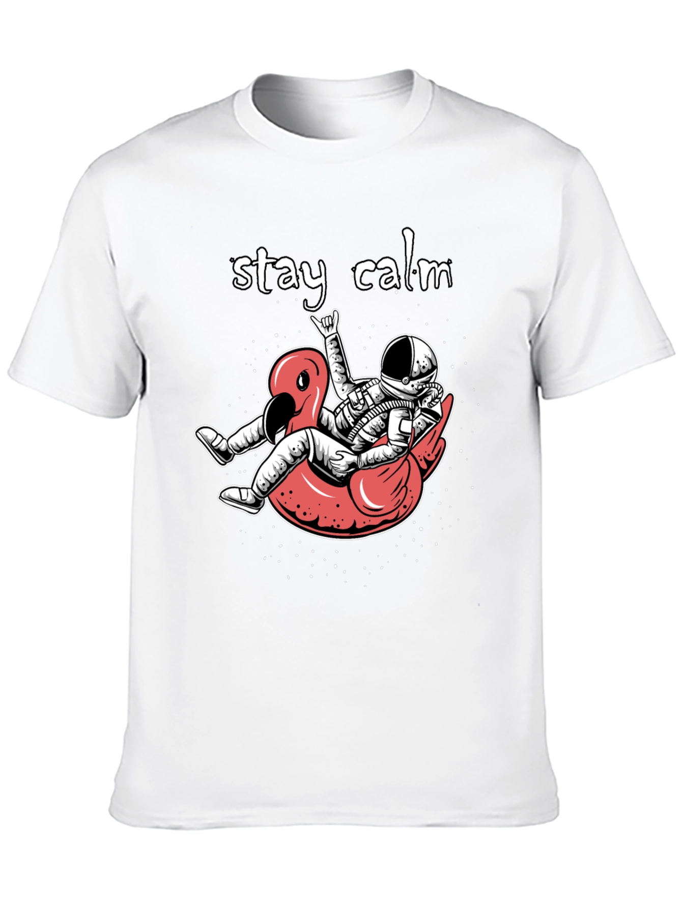 Stay Calm Astronaut Flamingo Graphic Tee - 10