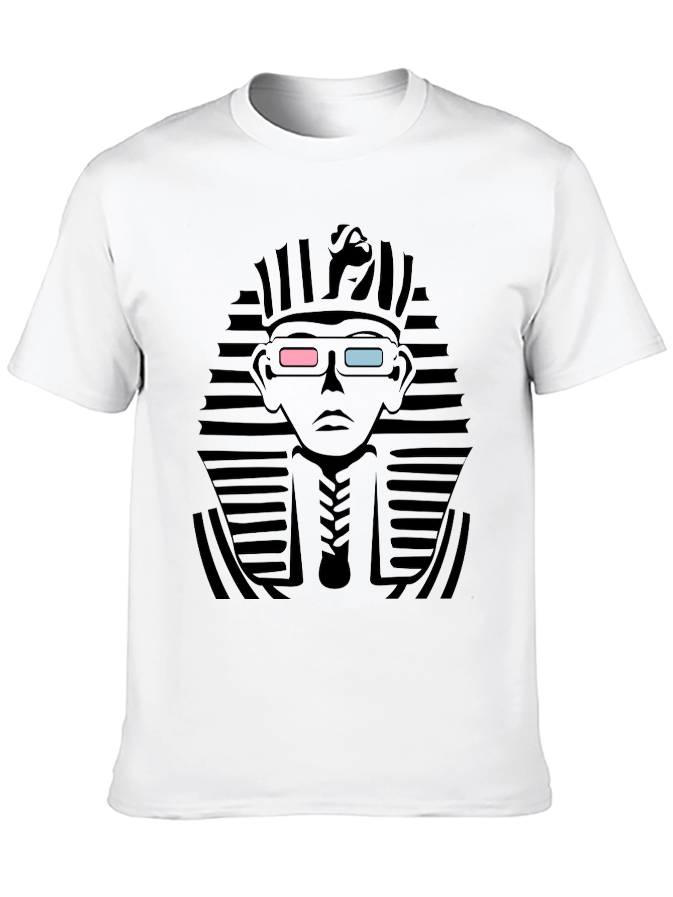 Black Anaglyph Pharaoh Graphic Tee - Black Cotton T-Shirt view 10