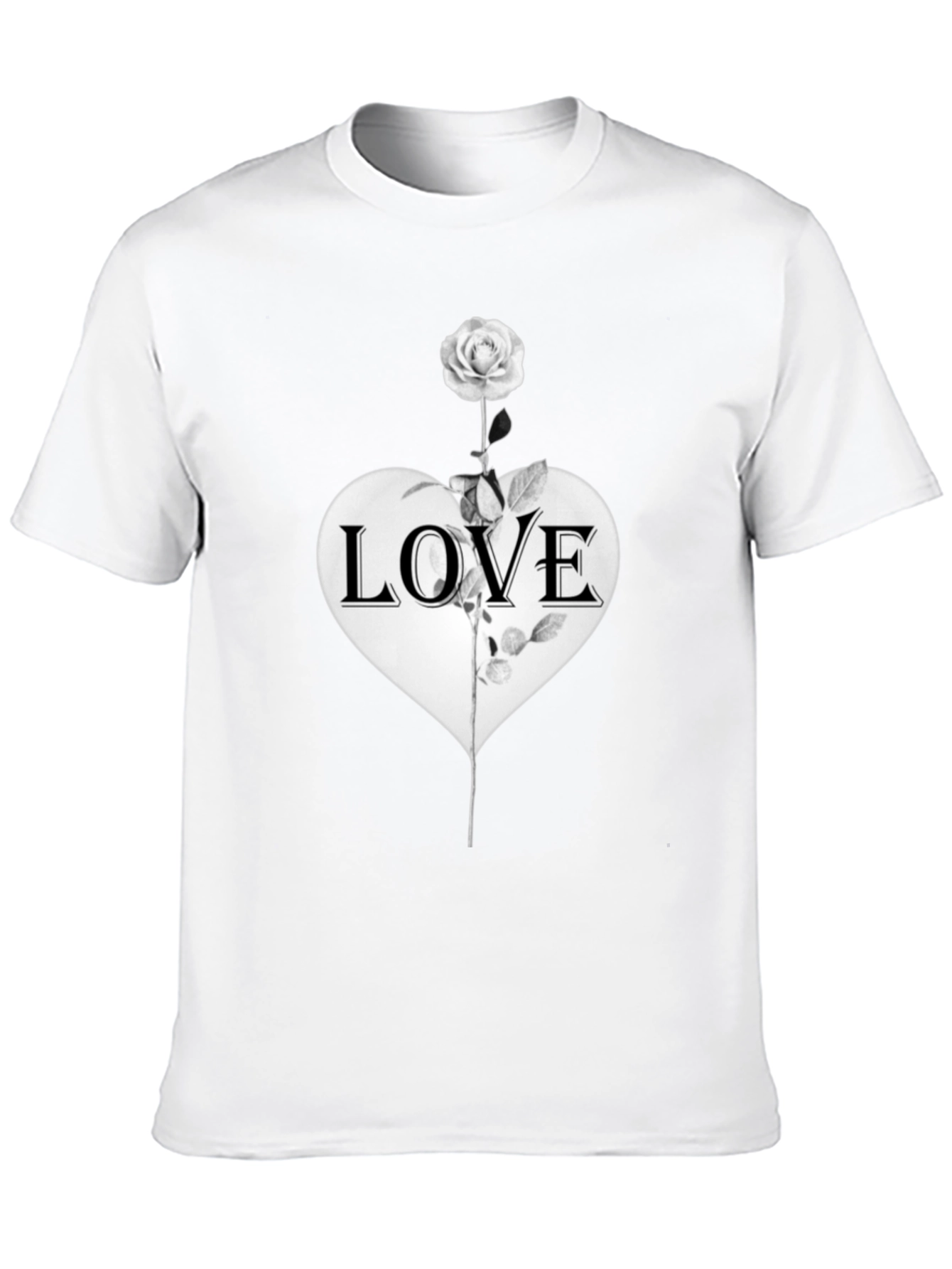 Black Love Rose Graphic Tee - Stylish Unisex Black T-Shirt view 10