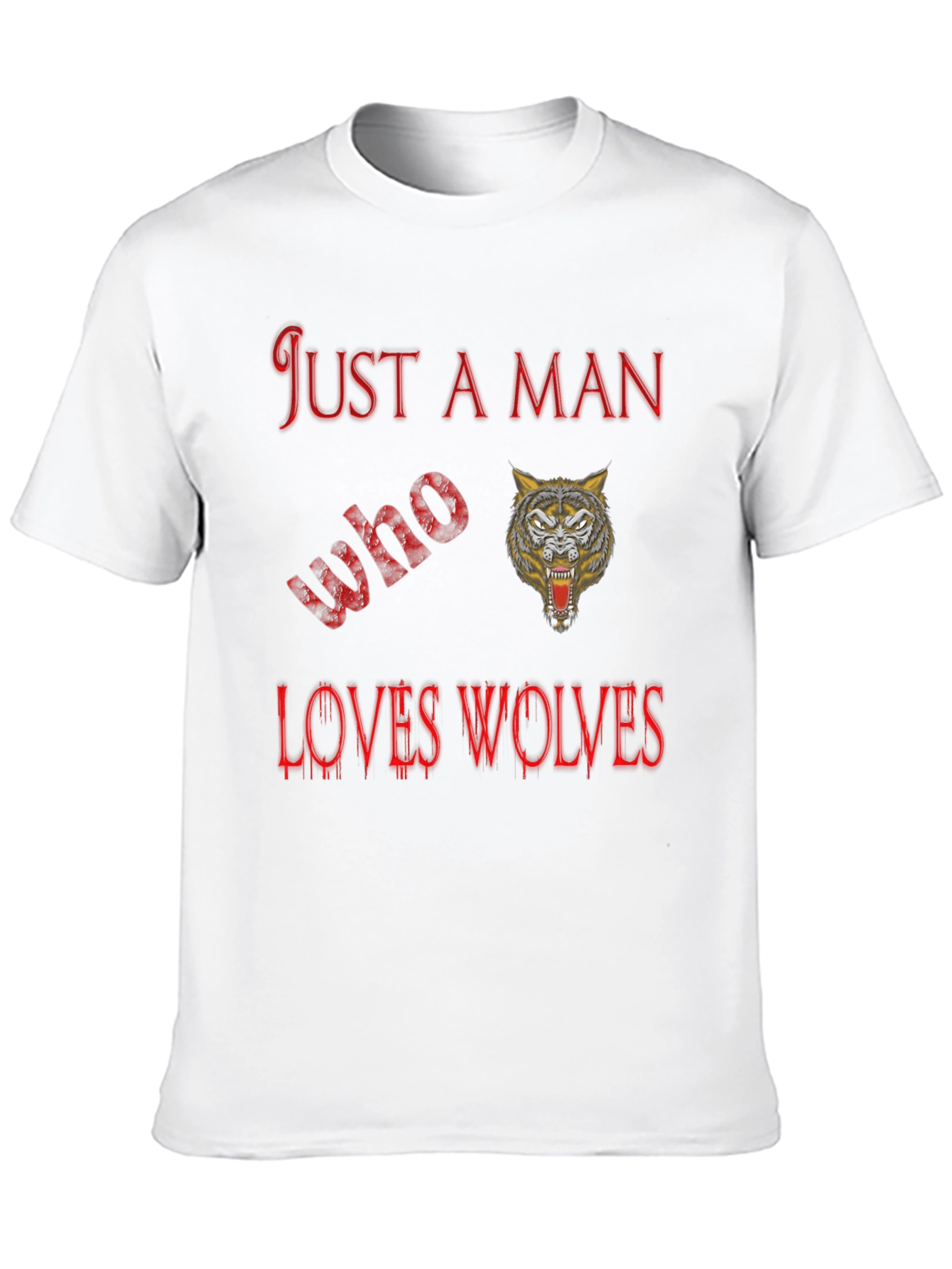 Black Just A Man Who Loves Wolves Black T-Shirt view 10
