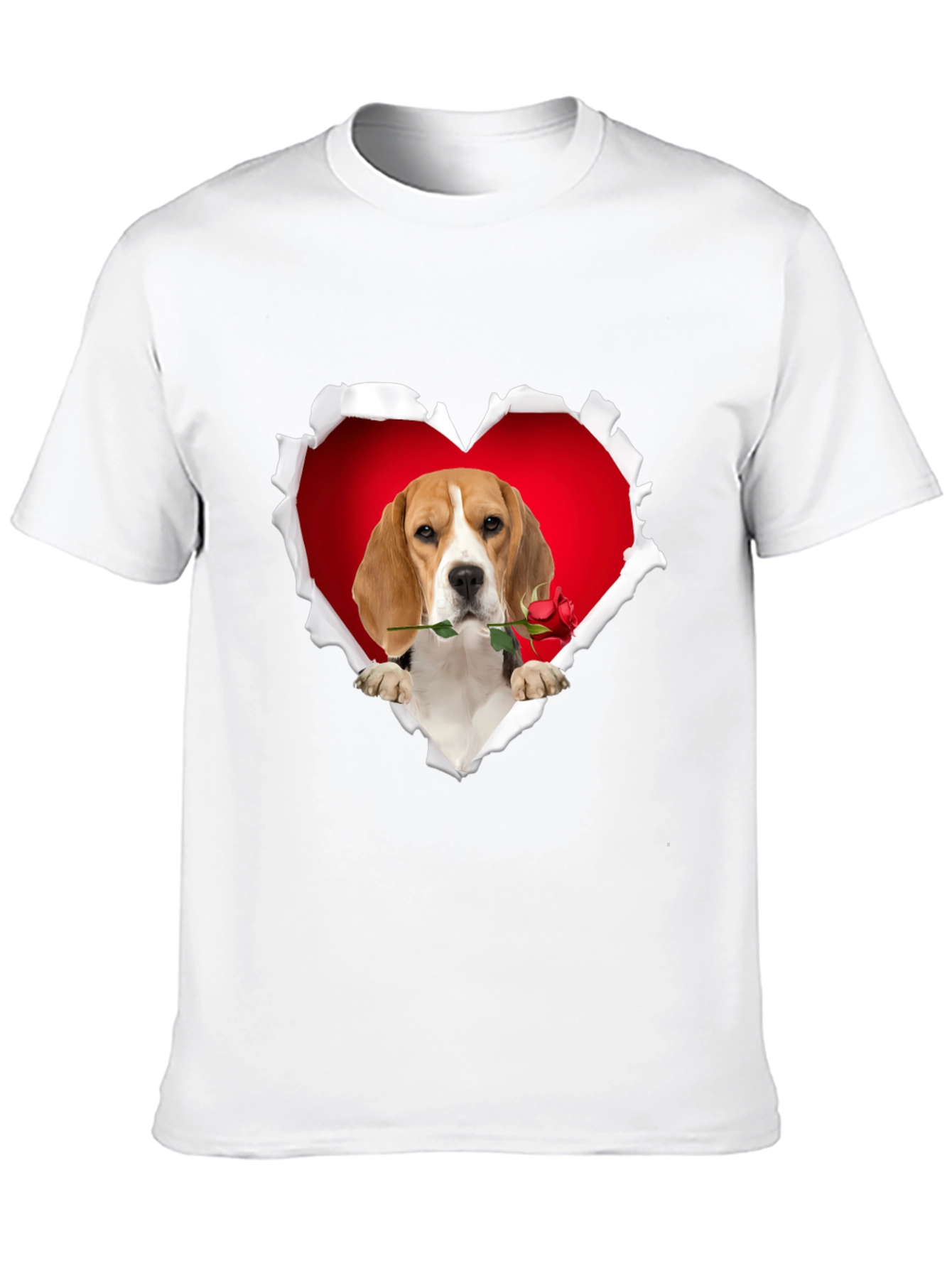 Black Beagle Heart Rose T-Shirt - Cute Dog Lover Tee view 10