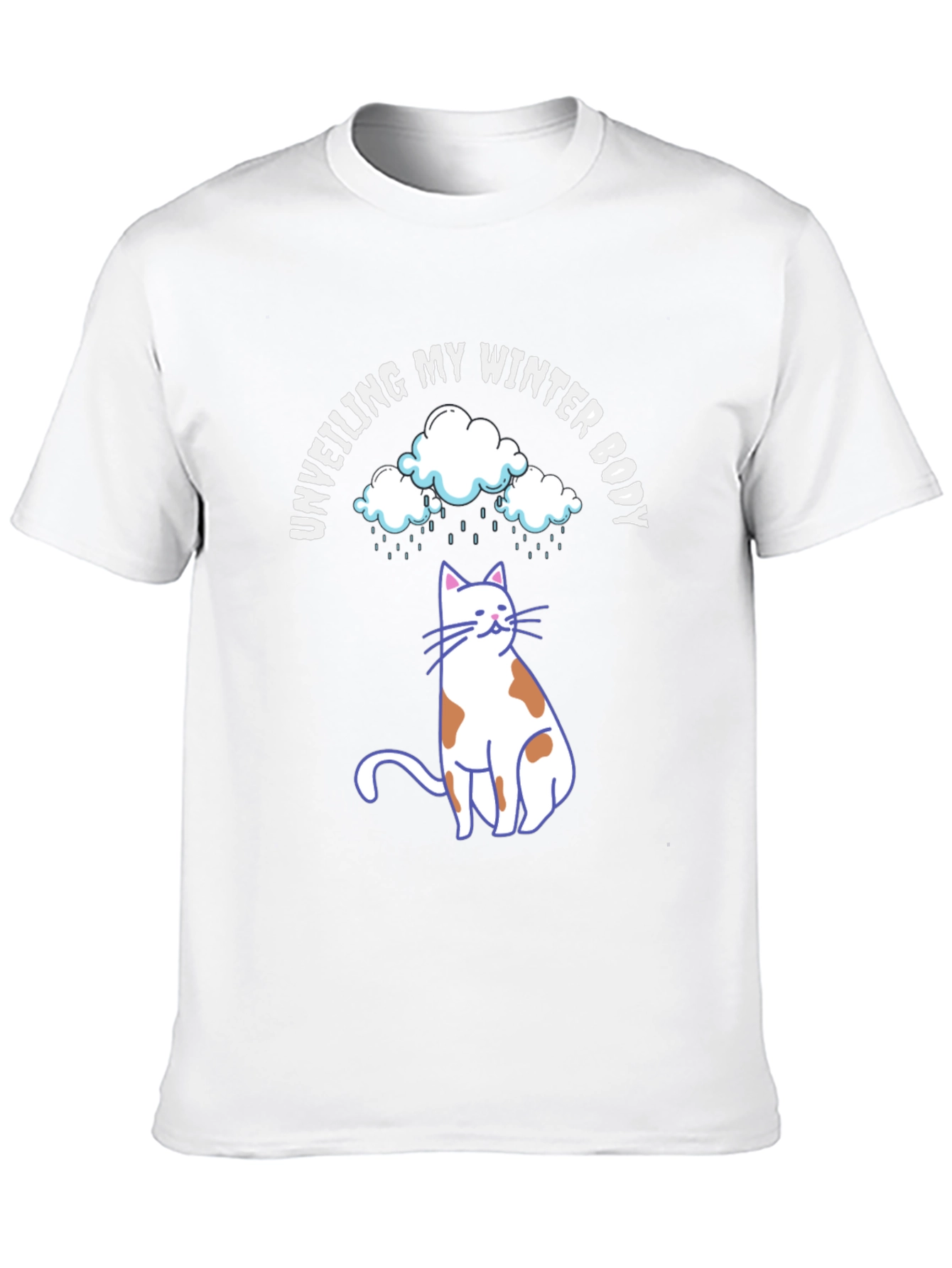 Black Unveiling My Winter Body T-Shirt Cat Clouds view 10