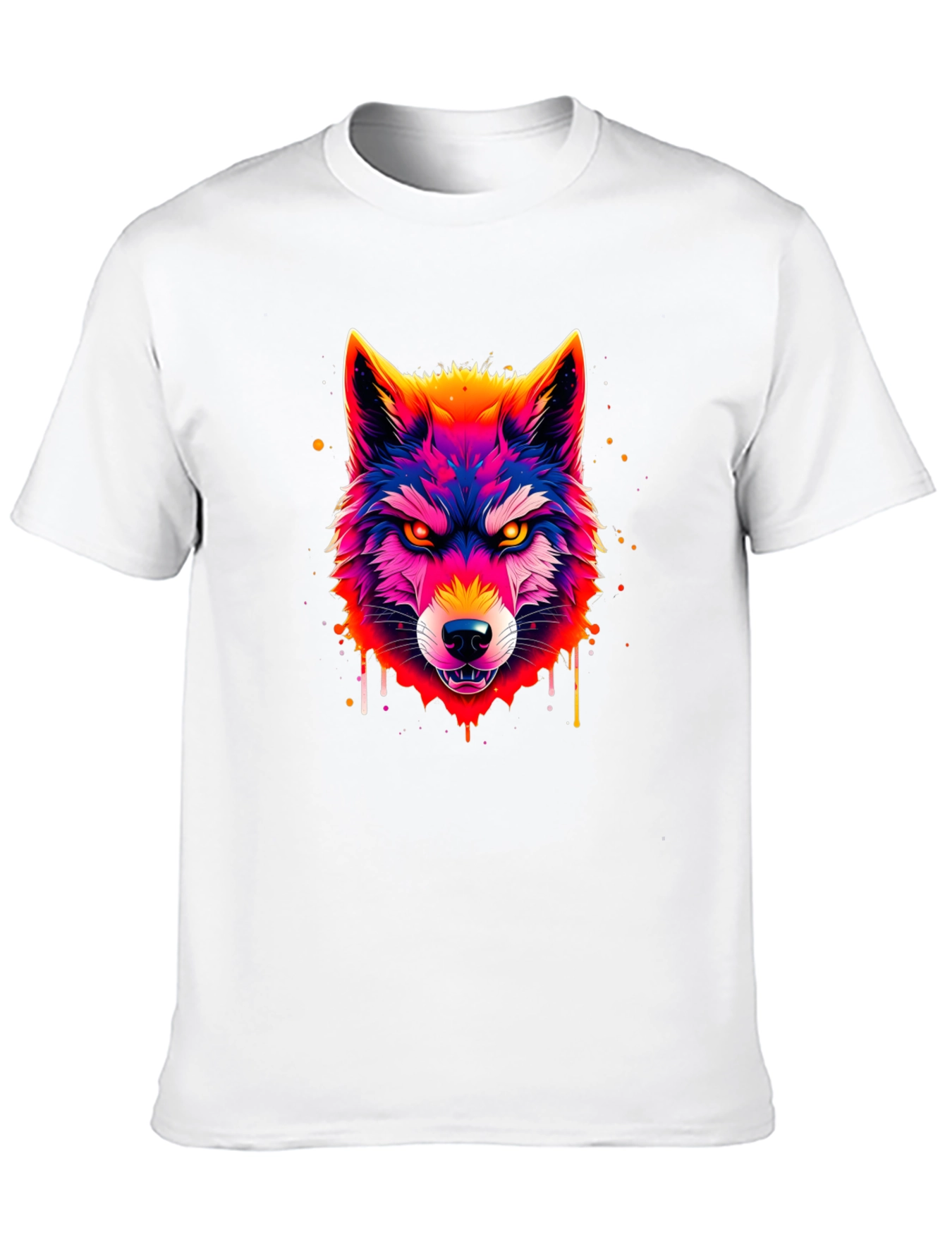 Black Vivid Wolf Graphic Tee - Men's Black T-Shirt view 10