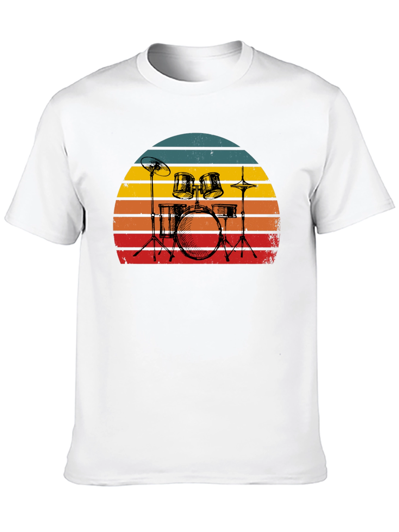 Black Retro Drum Set Graphic Tee view 10