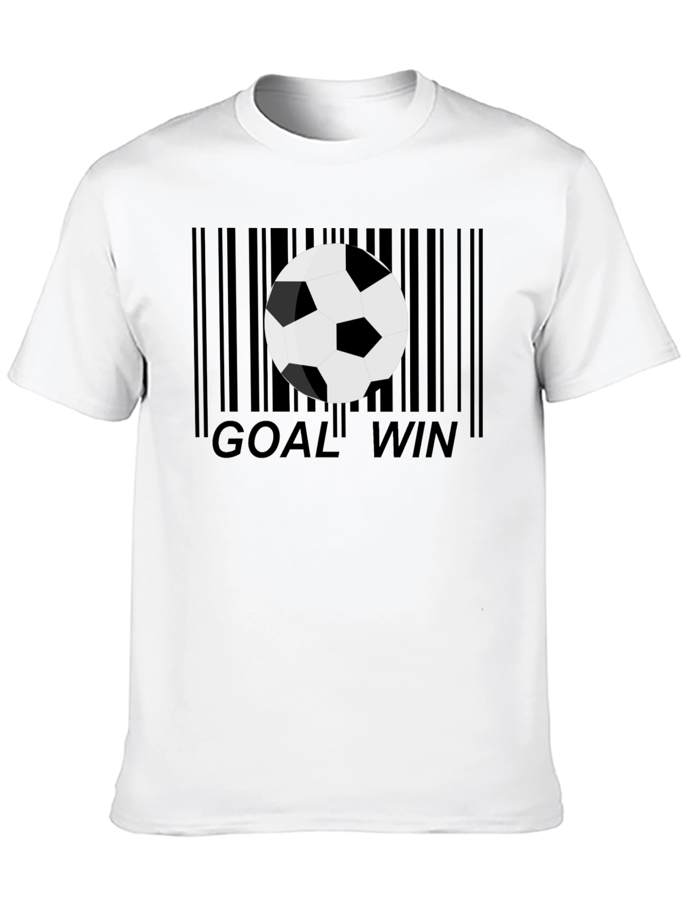 Black Goal Win Soccer Ball Barcode Men's Black Graphic T-Shirt view 10